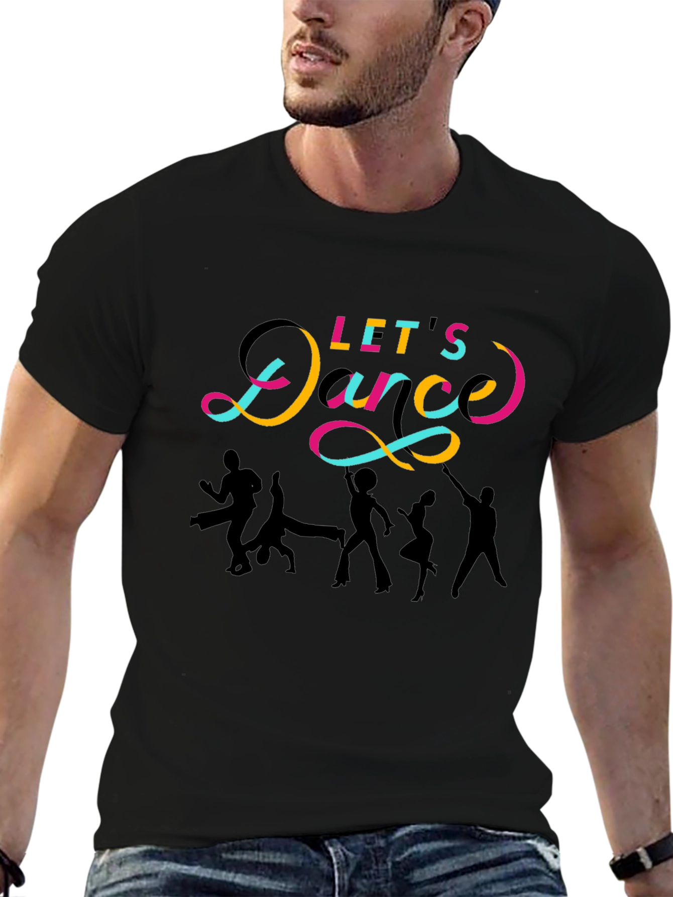 Lets Dance Graphic Tee - Black Cotton T-Shirt
