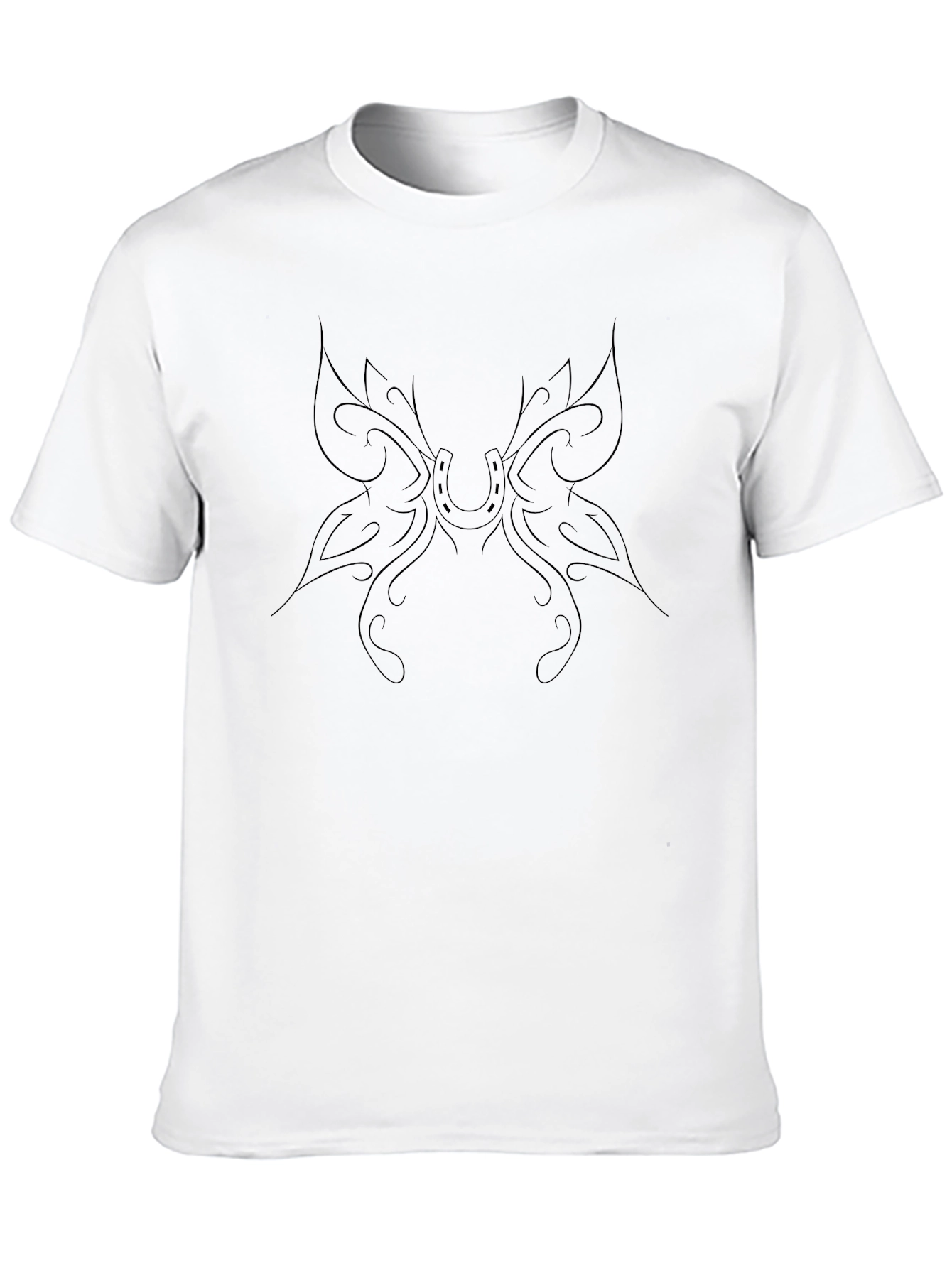 Black Graphic Tee - Lucky Horseshoe Butterfly