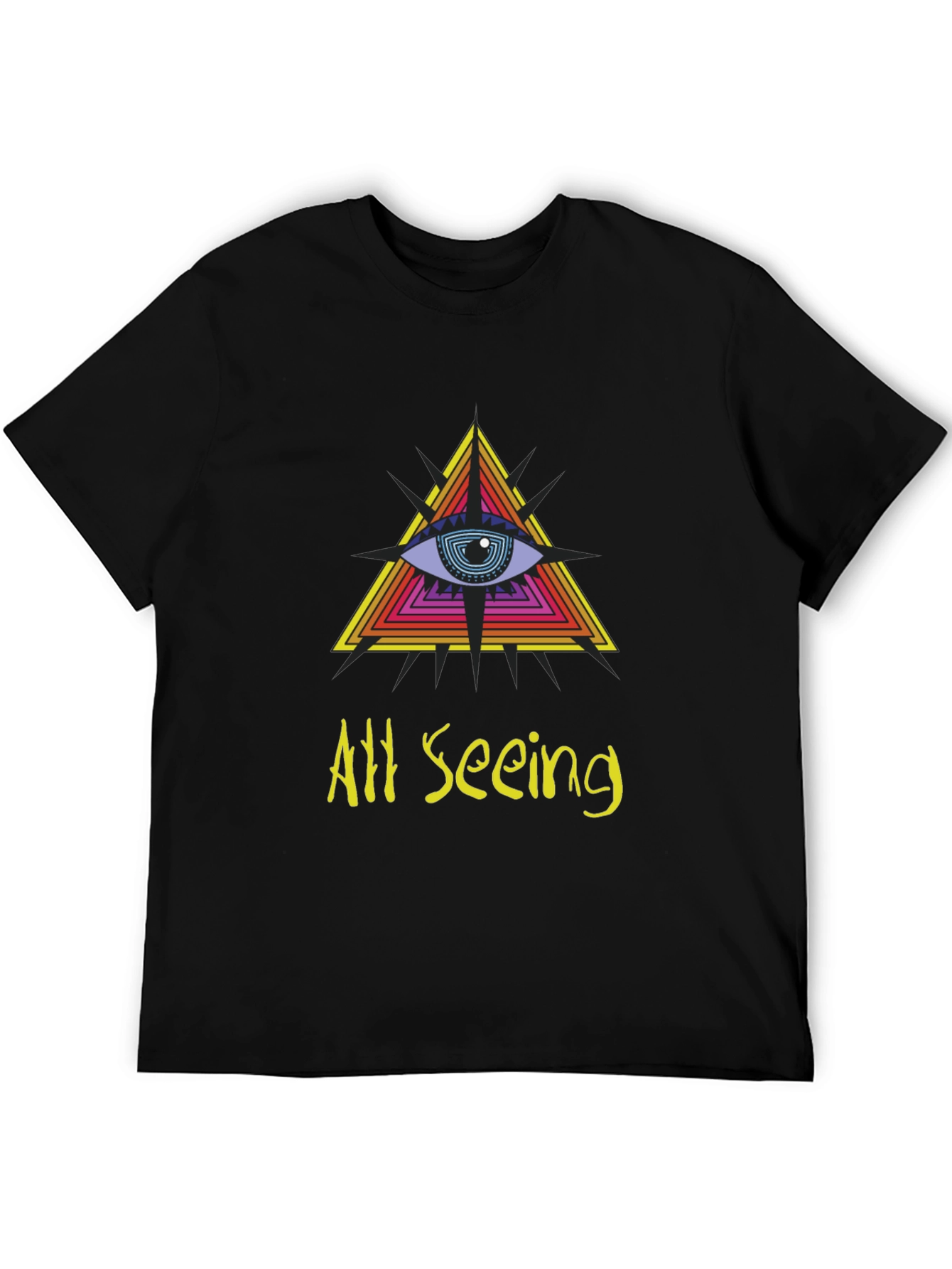 All Seeing Eye Graphic Tee - Black Cotton T-Shirt