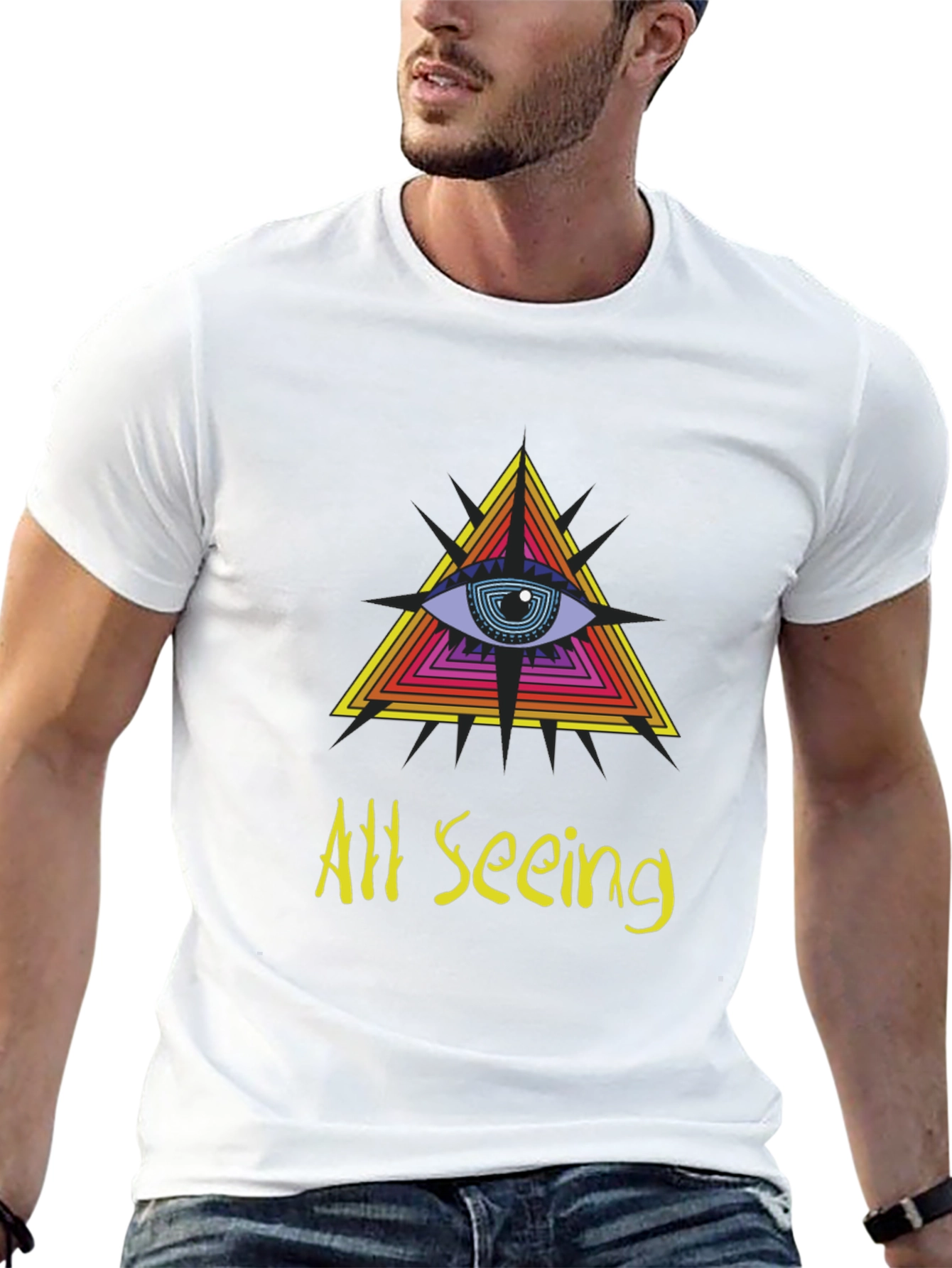 All Seeing Eye Graphic Tee - Black Cotton T-Shirt
