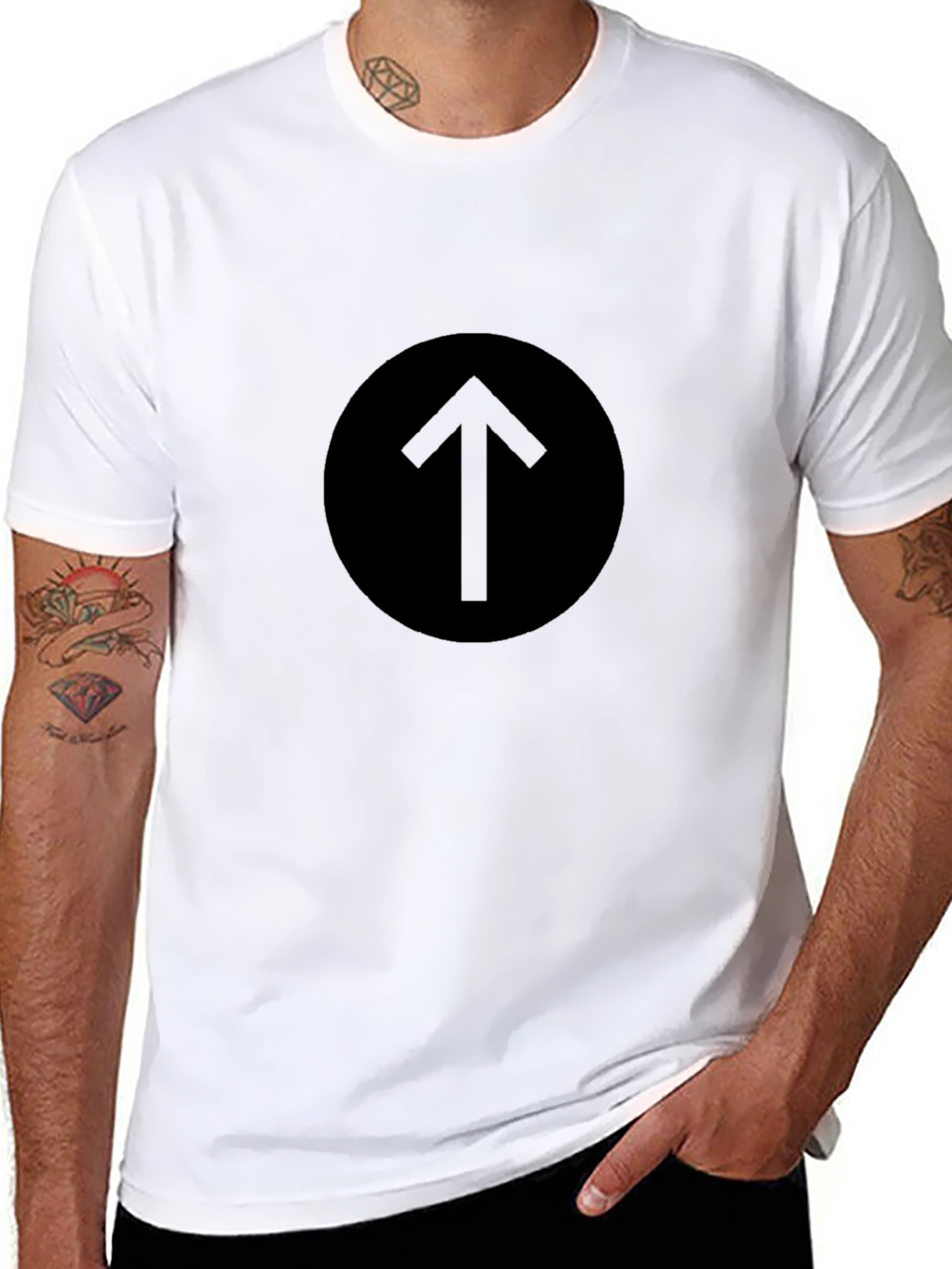 Black T-Shirt with Upward Arrow Graphic