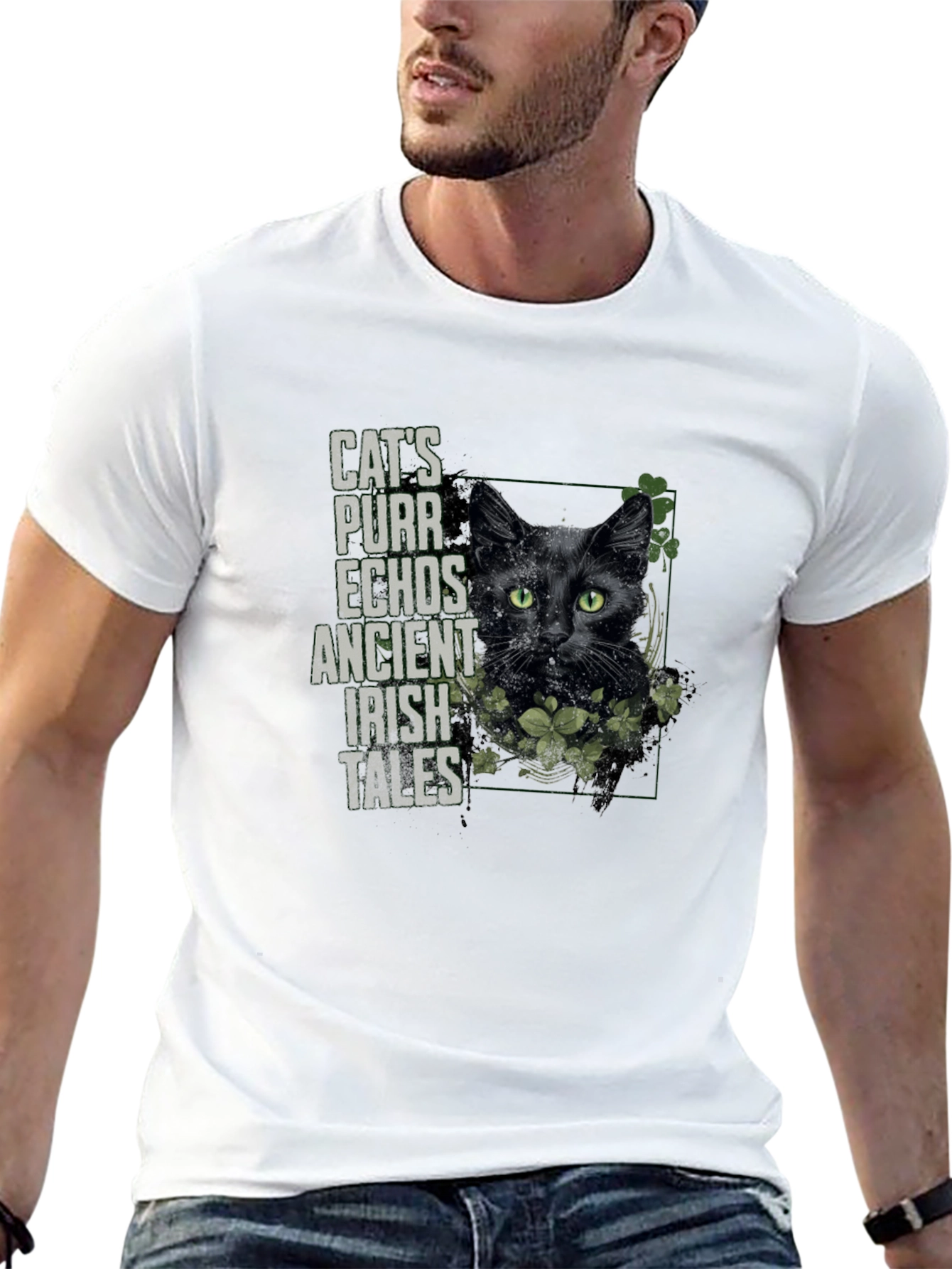 Cats Purr Irish Tales Black T-Shirt