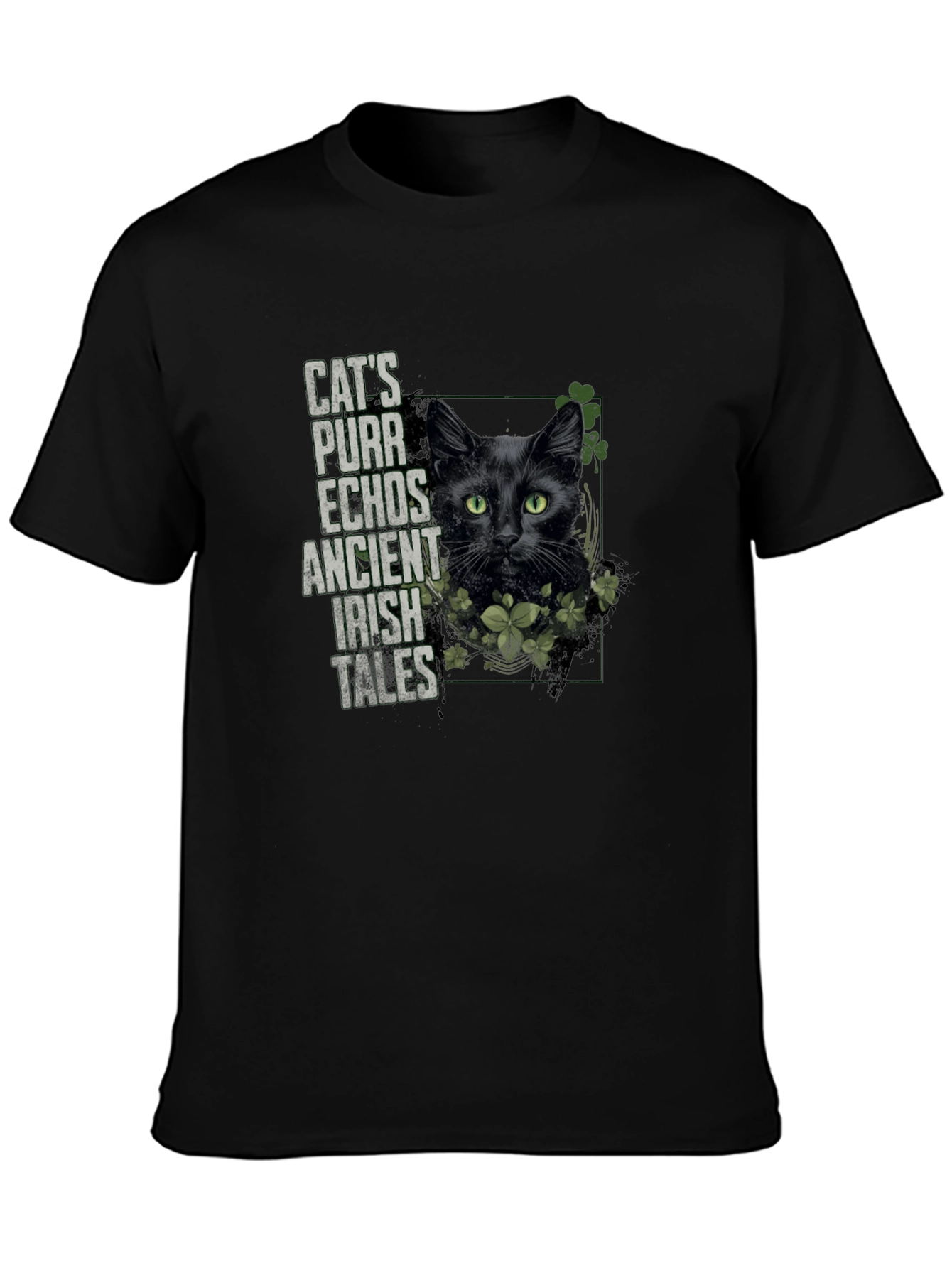 Cats Purr Irish Tales Black T-Shirt