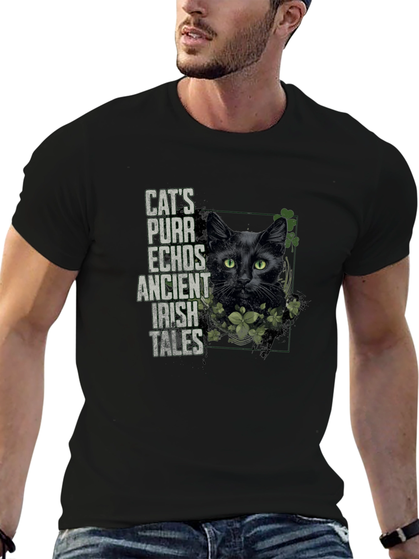 Cats Purr Irish Tales Black T-Shirt