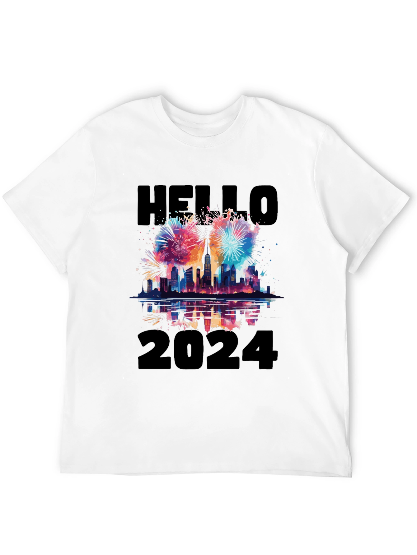 Hello 2024 T-Shirt - New Year Fireworks
