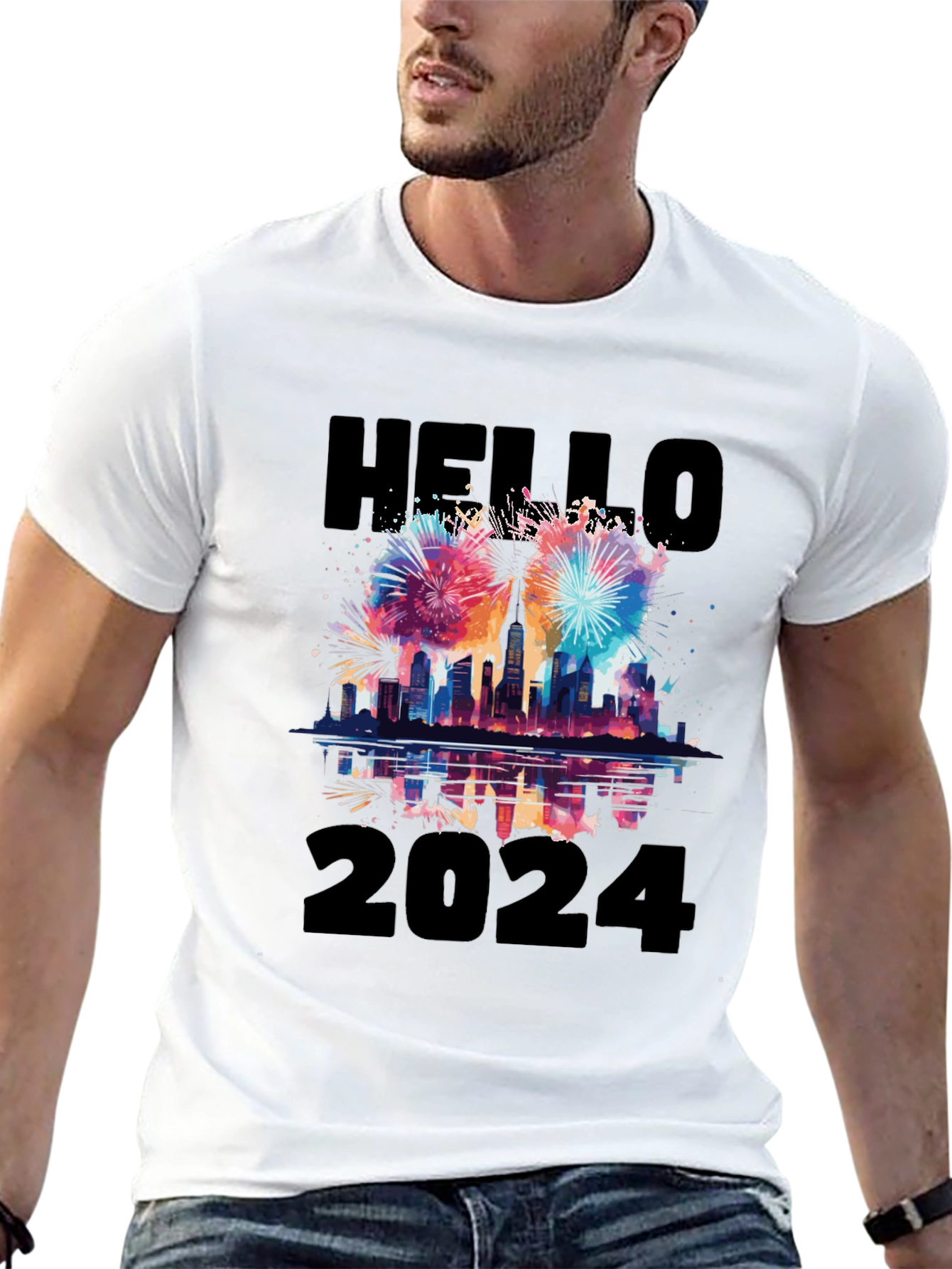 Hello 2024 T-Shirt - New Year Fireworks