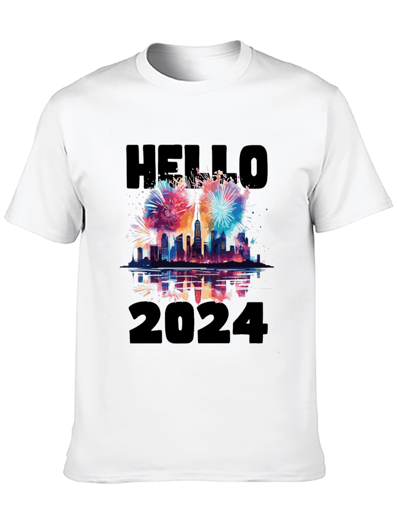 Hello 2024 T-Shirt - New Year Fireworks