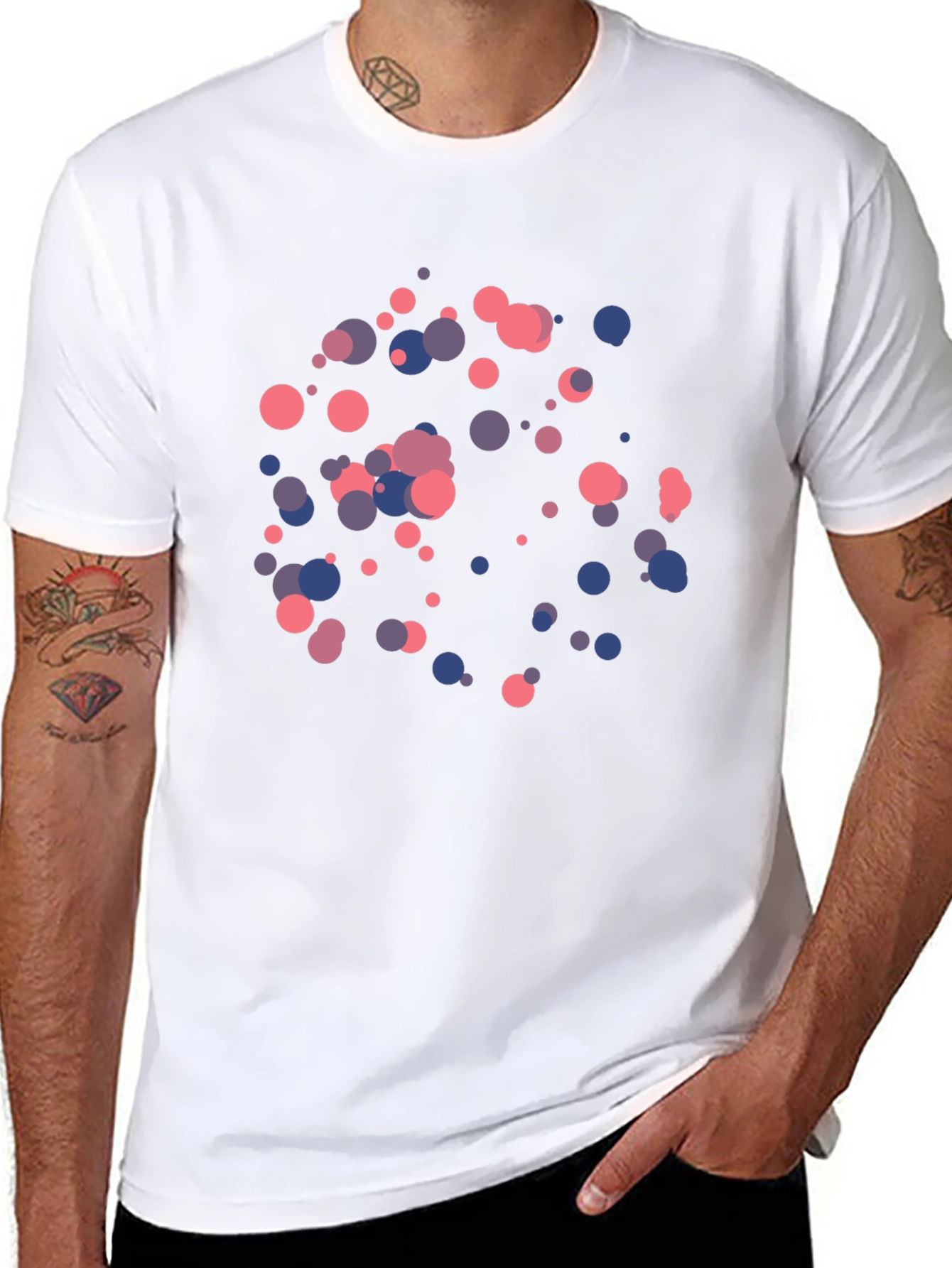 Modern Abstract Circle Pattern Black T-Shirt