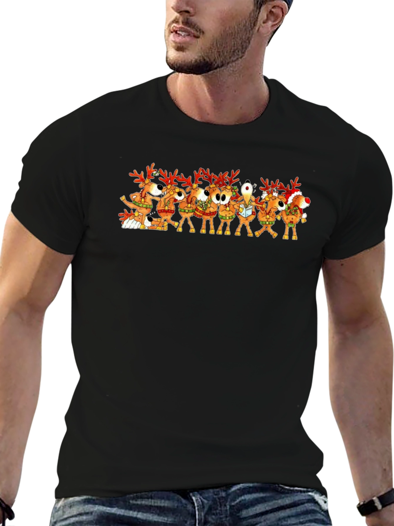 Festive Reindeer Crew Neck T-Shirt