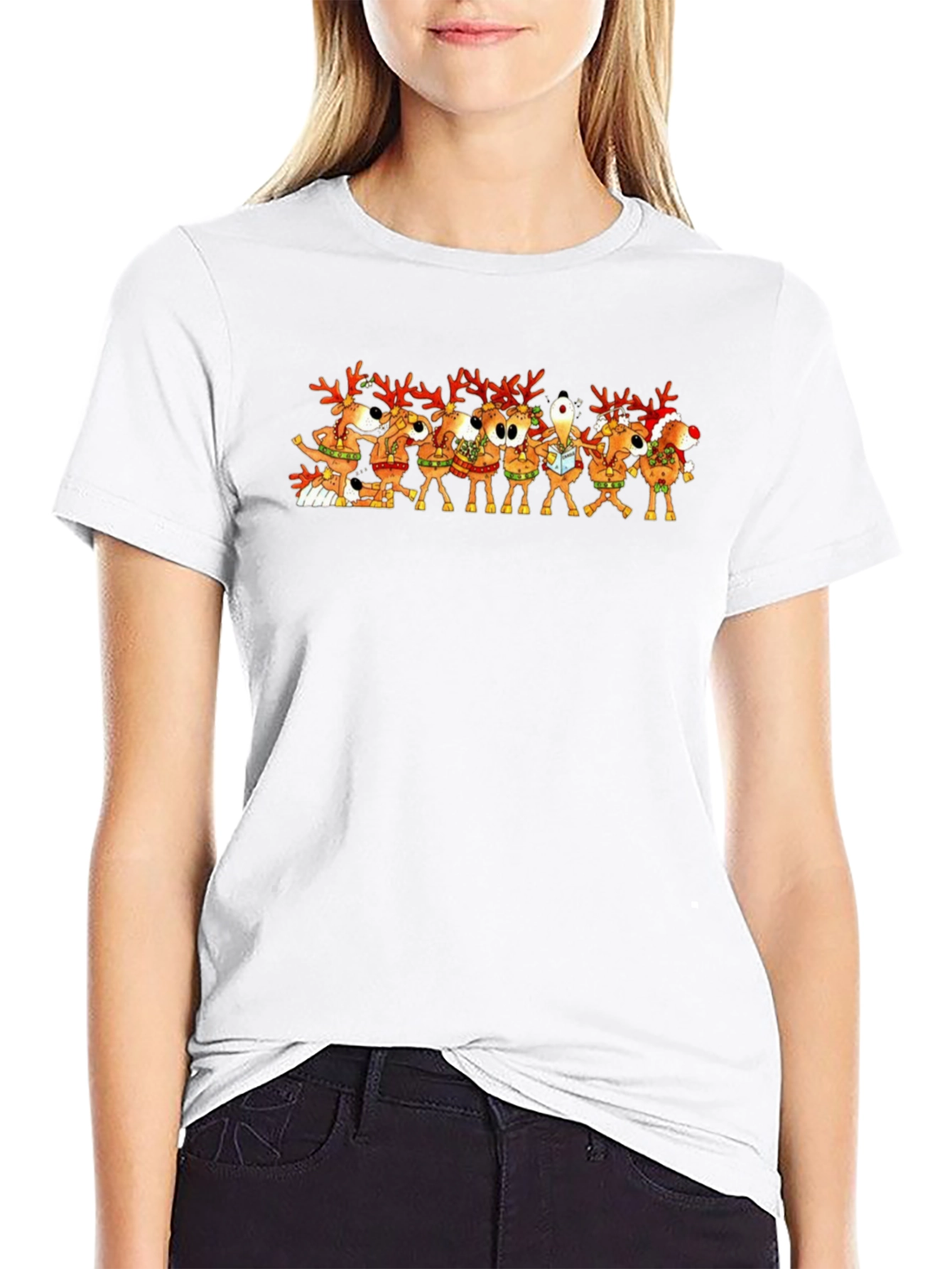 Festive Reindeer Crew Neck T-Shirt