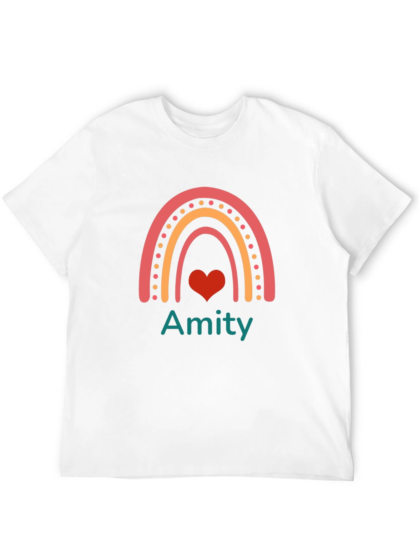 Amity Rainbow Heart Graphic Tee - Trendy Casual Top