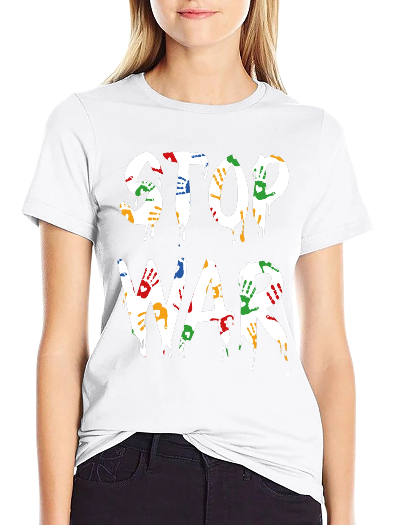 Stop War T-Shirt - Handprint Design