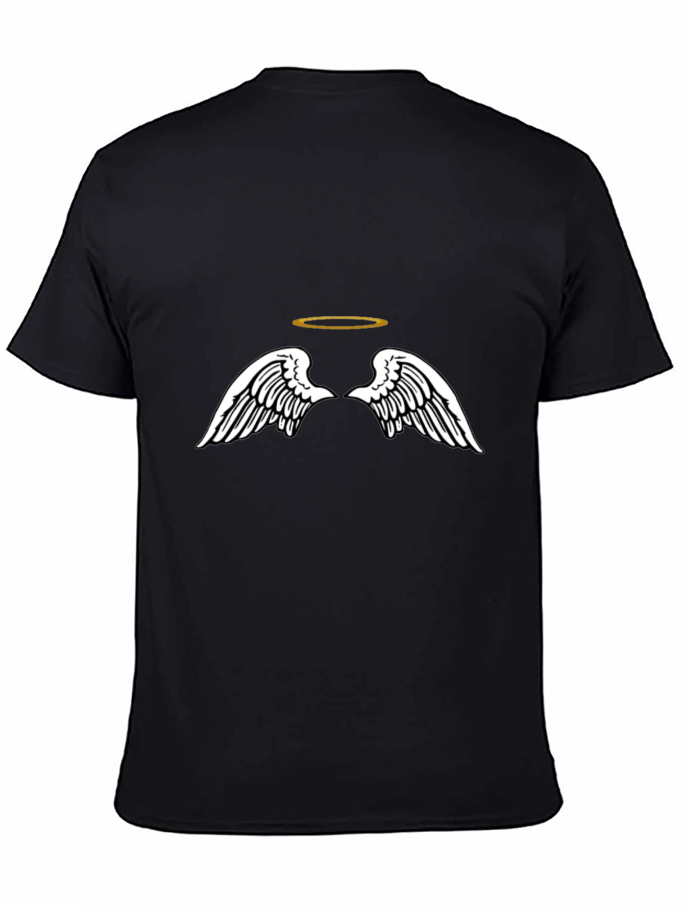 Angel Wings & Halo Graphic Black T-Shirt