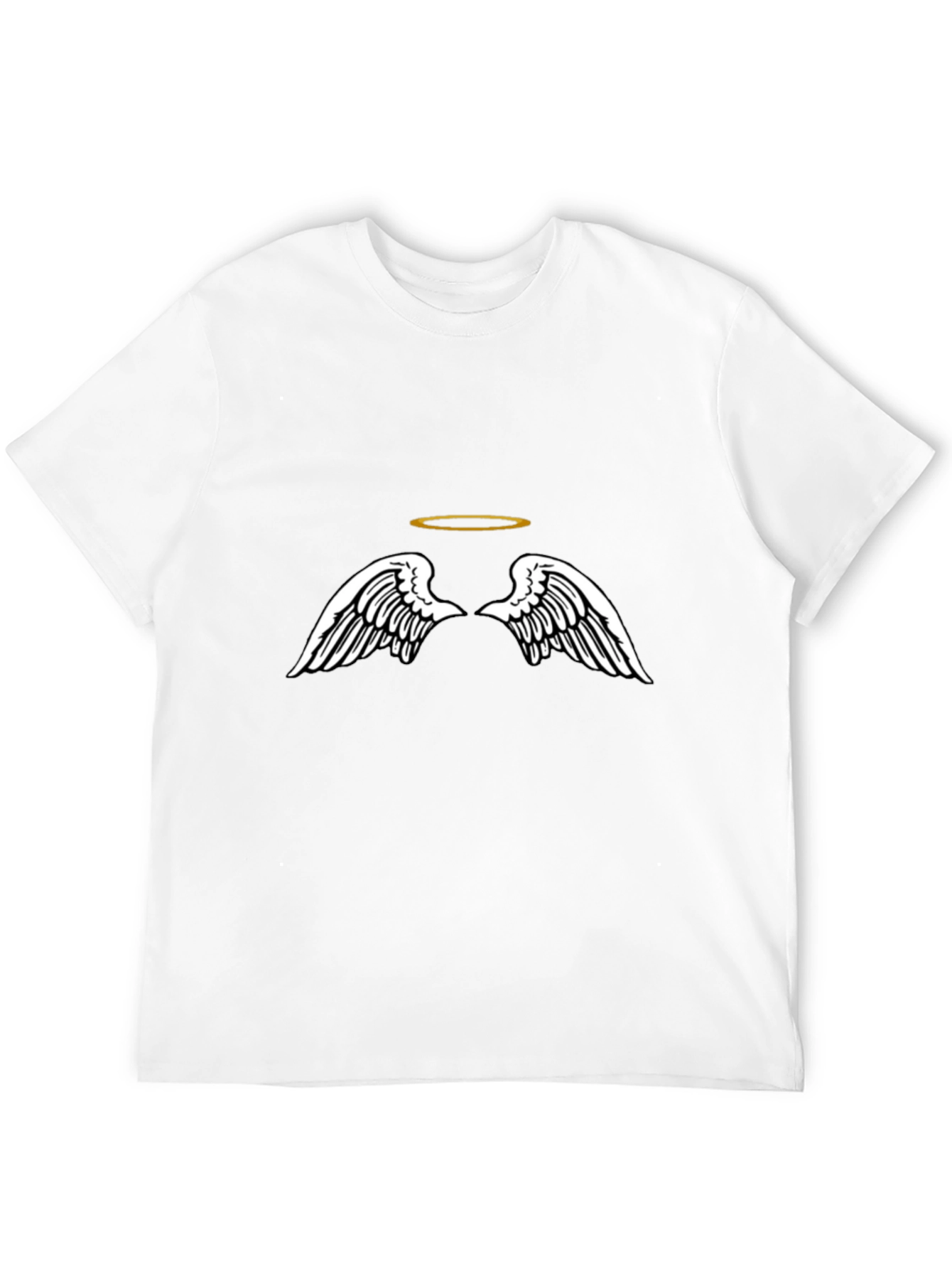 Angel Wings & Halo Graphic Black T-Shirt