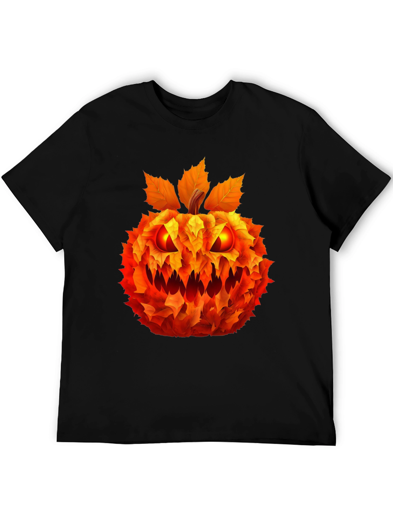 Spooky Leaf Pumpkin Graphic Tee - Halloween Style