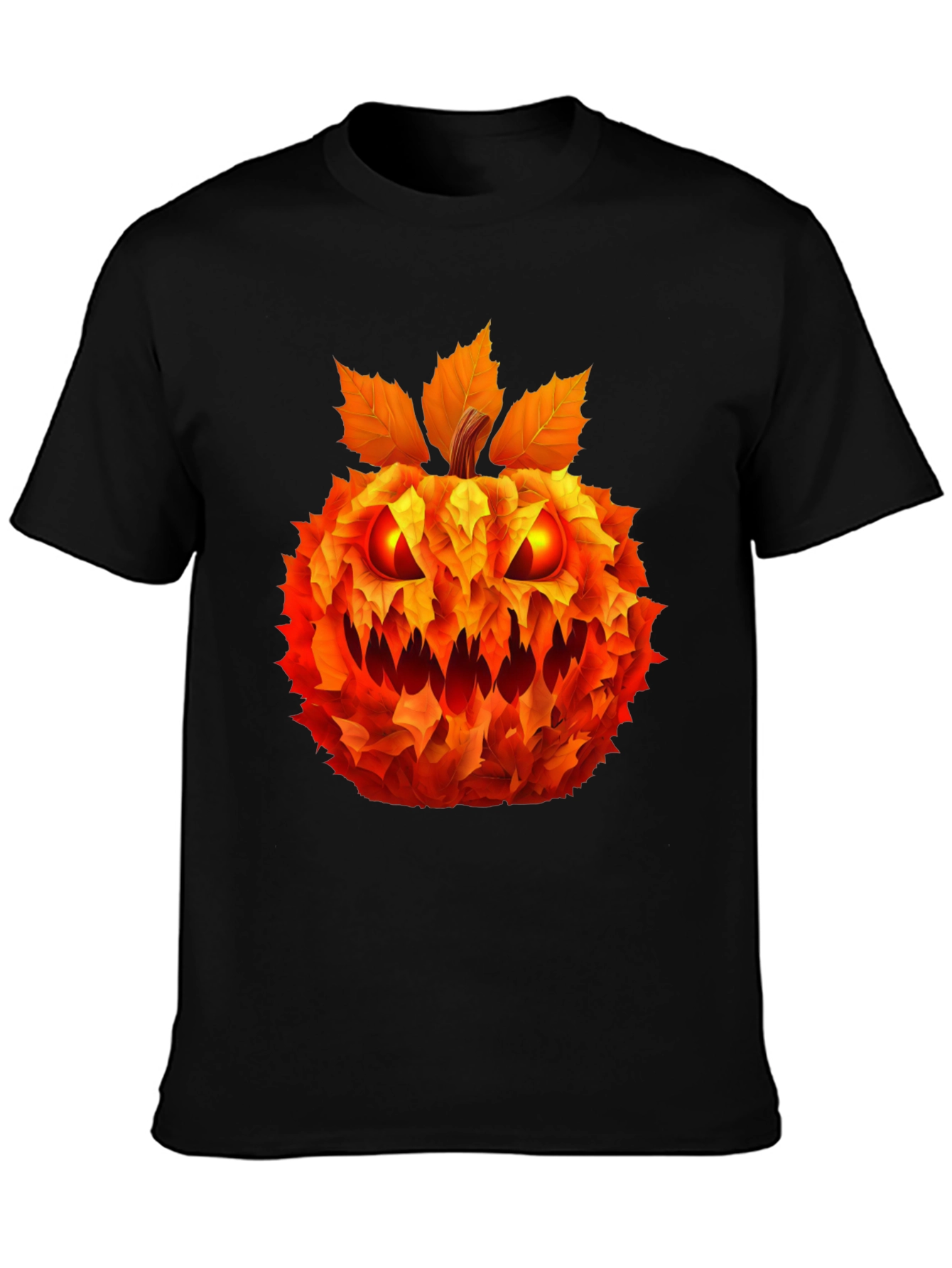 Spooky Leaf Pumpkin Graphic Tee - Halloween Style