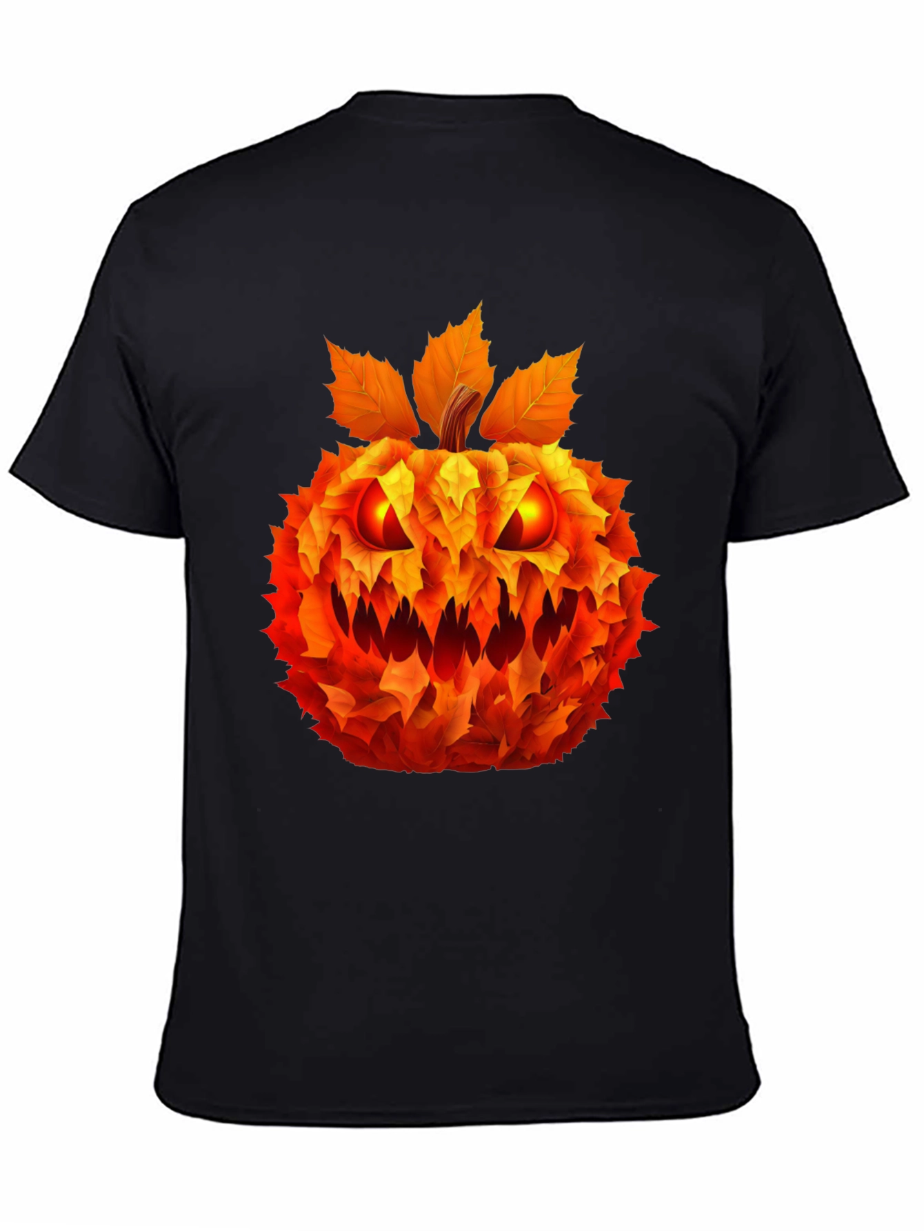 Spooky Leaf Pumpkin Graphic Tee - Halloween Style