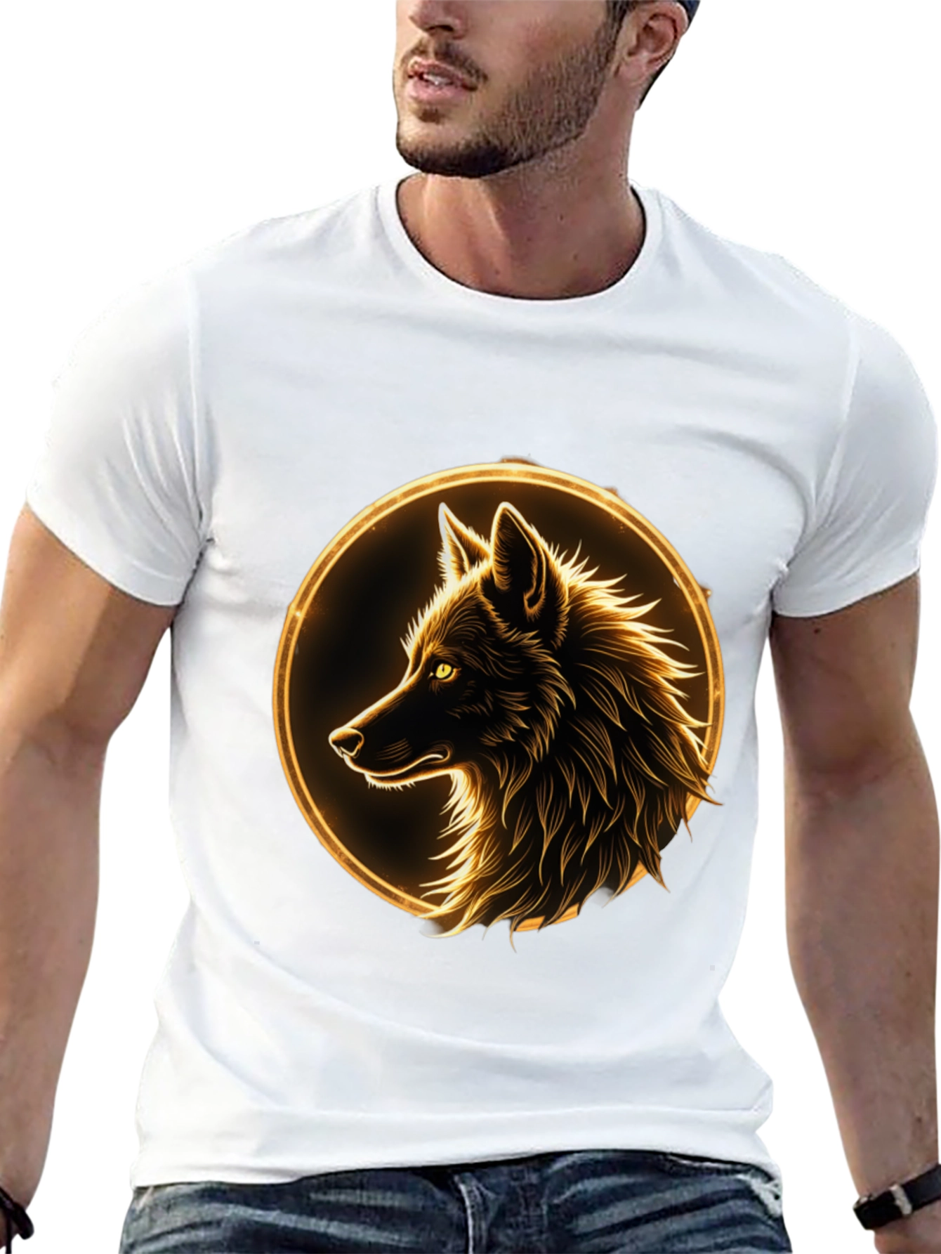 Wolf Graphic Tee - Golden Aura Design