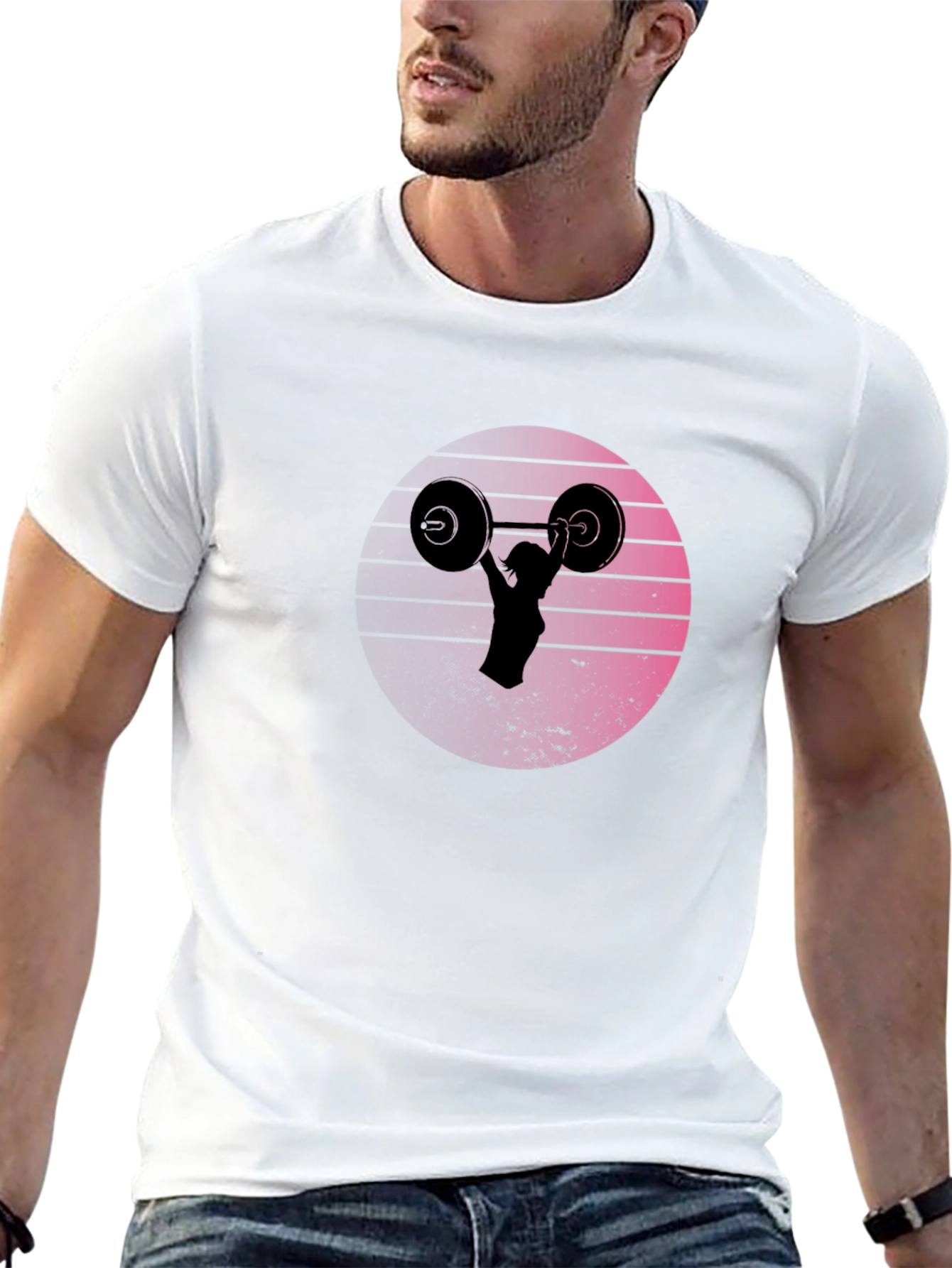 Retro Sunset Weightlifting T-Shirt