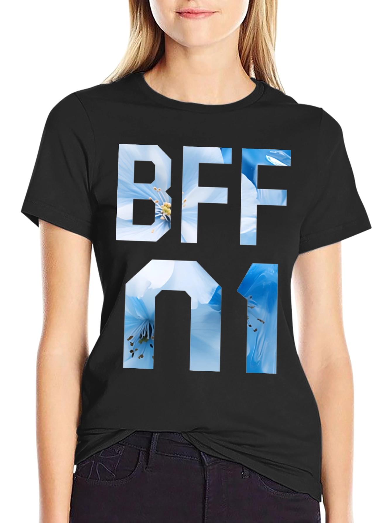 BFF 01 Floral Graphic Tee - Black