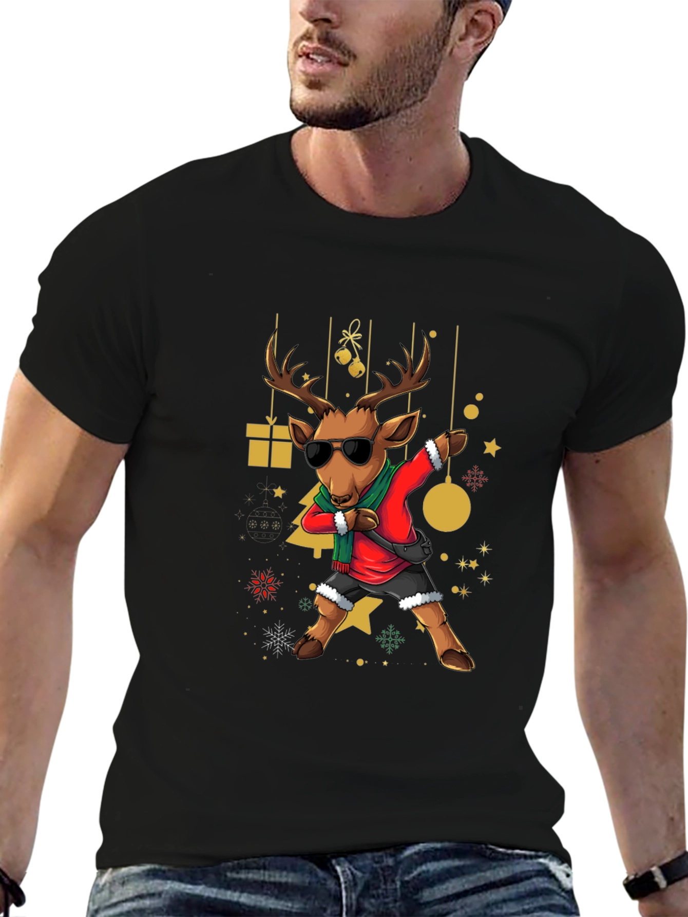Festive Reindeer Dabbing T-Shirt
