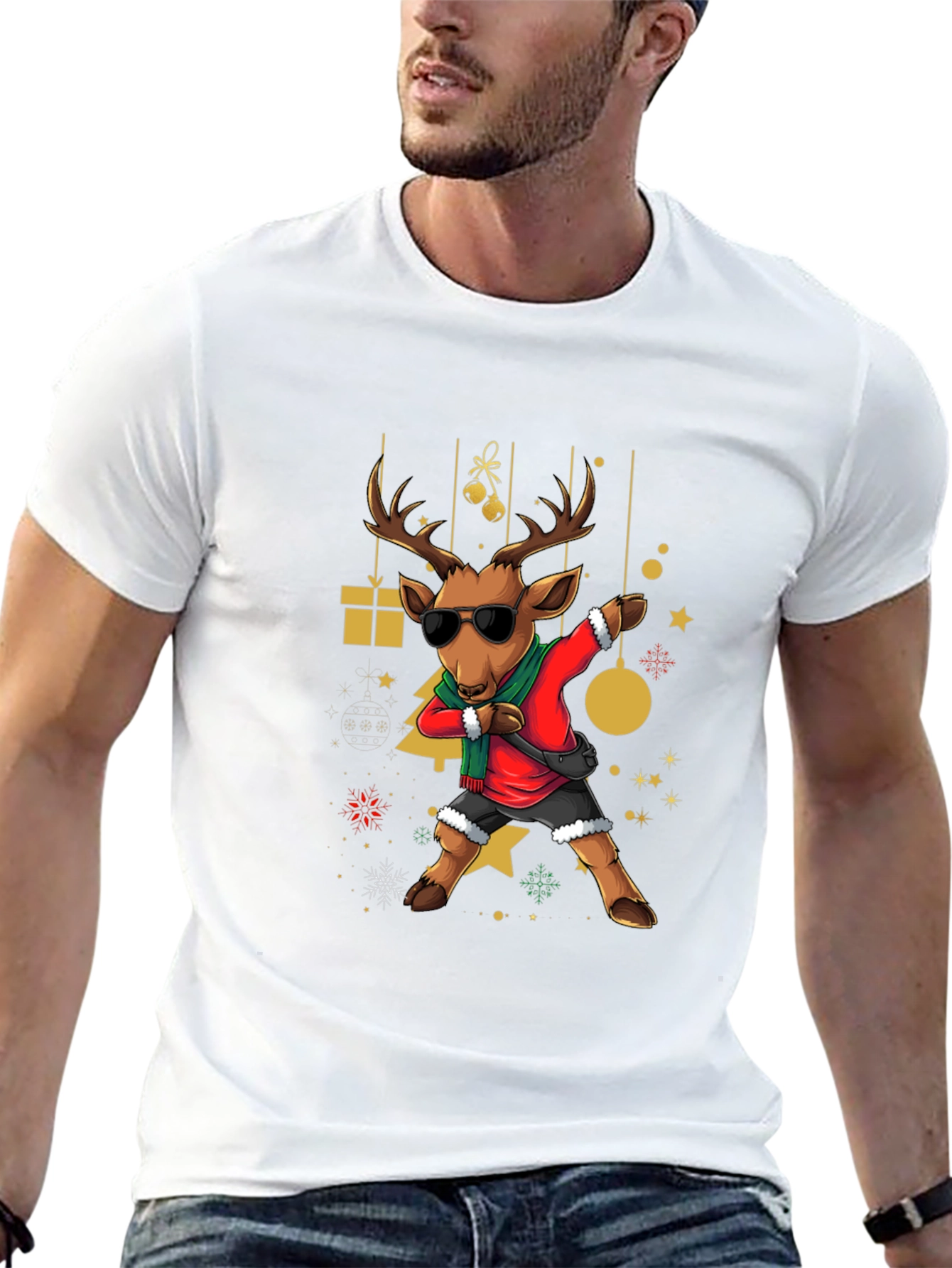 Festive Reindeer Dabbing T-Shirt