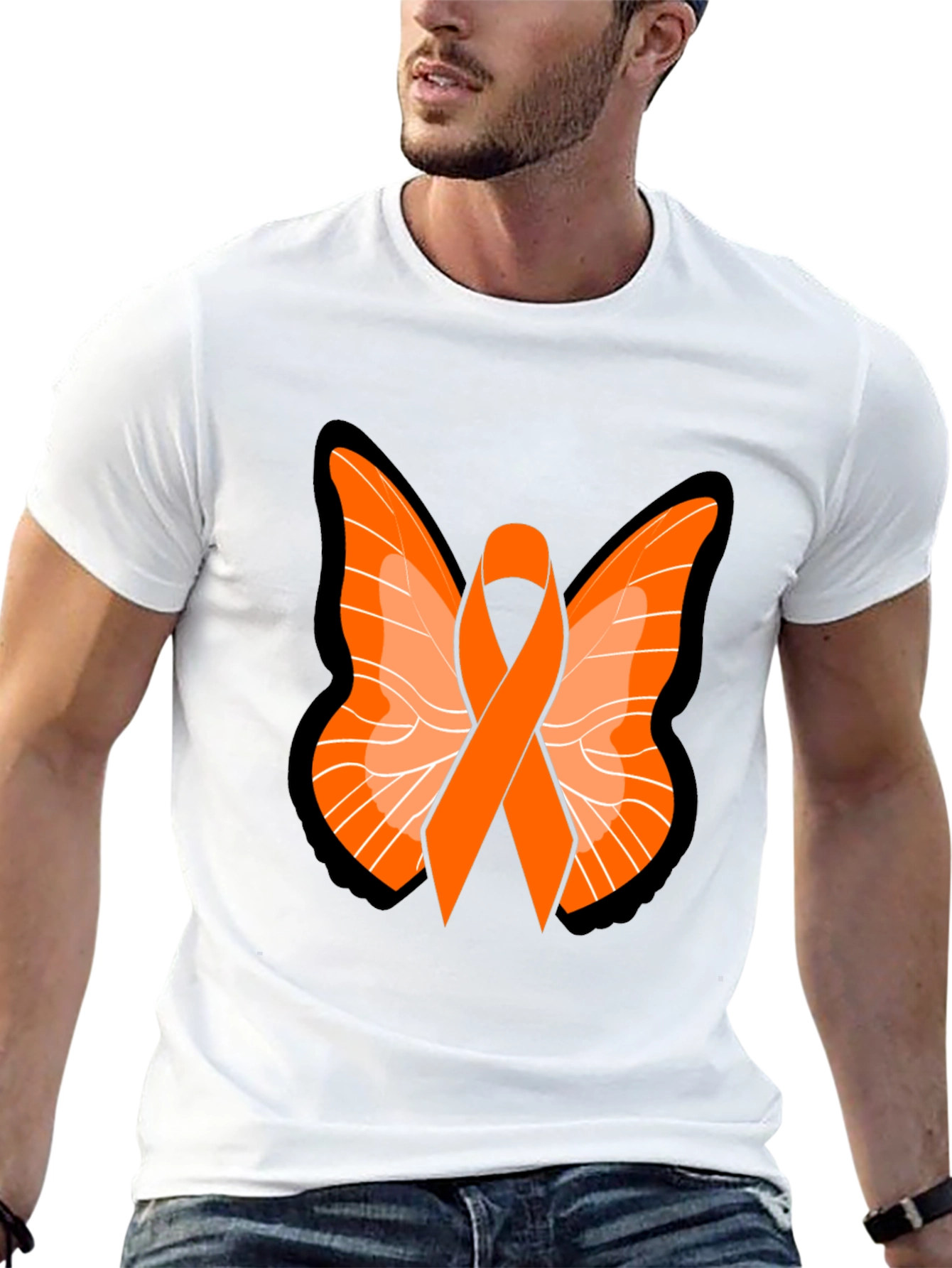Orange Ribbon Butterfly Graphic Tee