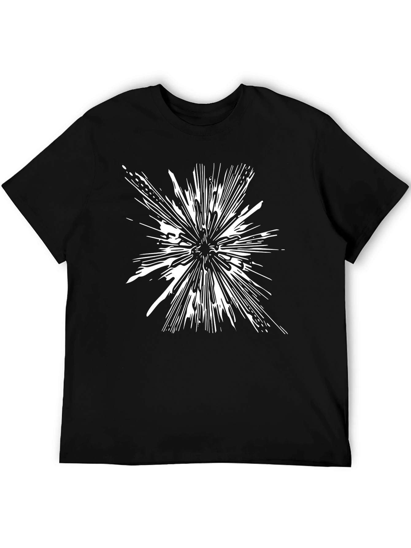 Abstract Burst Graphic Tee - Black Cotton