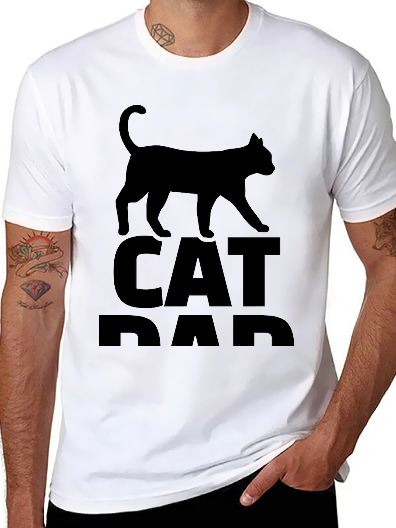 Cat Dad Black T-Shirt