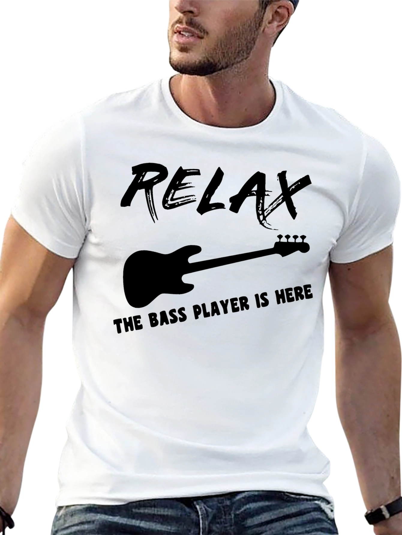 Relax Bass Player T-Shirt - Black Graphic Tee