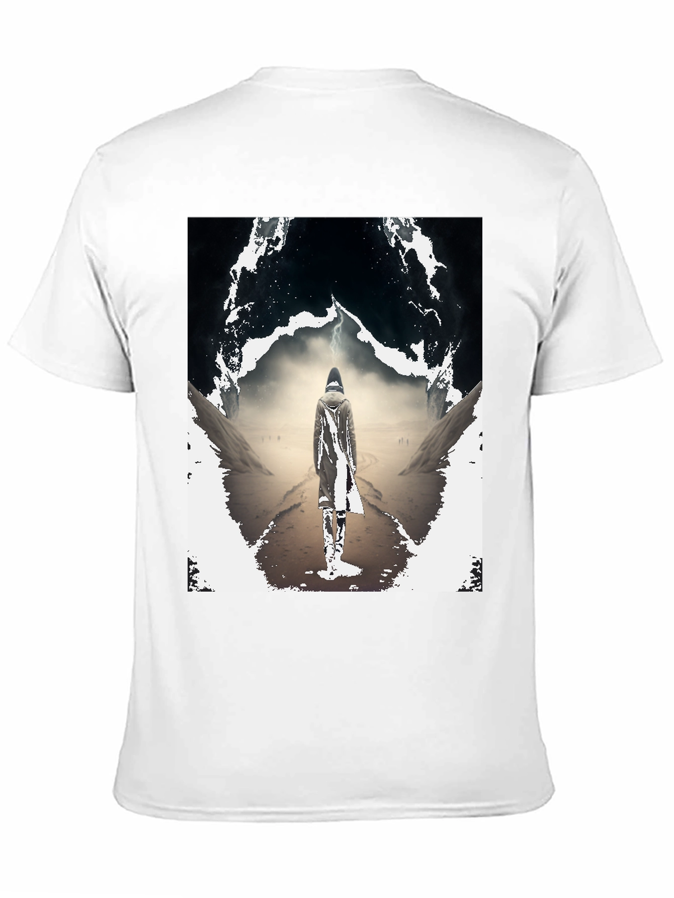 Mystical Wanderer Graphic Tee - Black Cotton Blend