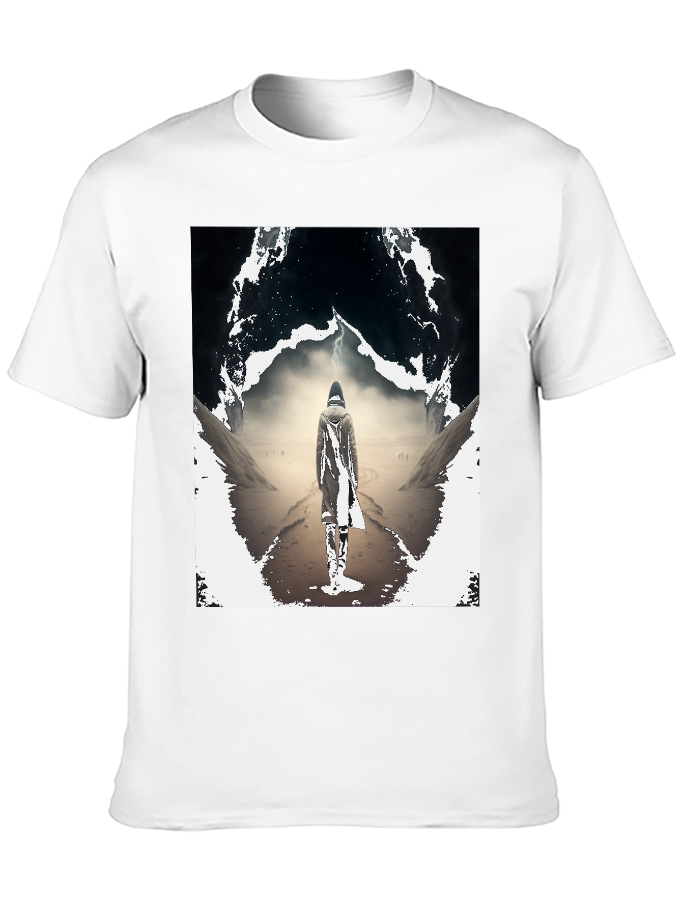 Mystical Wanderer Graphic Tee - Black Cotton Blend