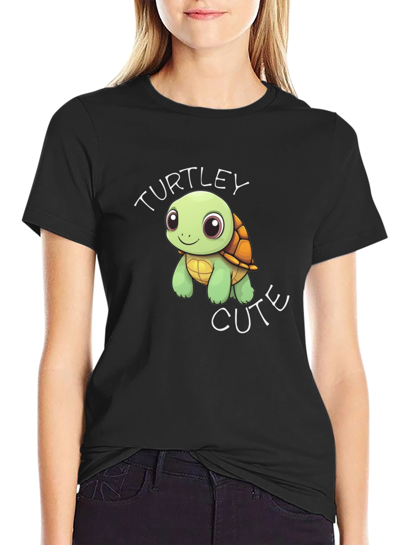 Turtley Cute Graphic T-Shirt - Black