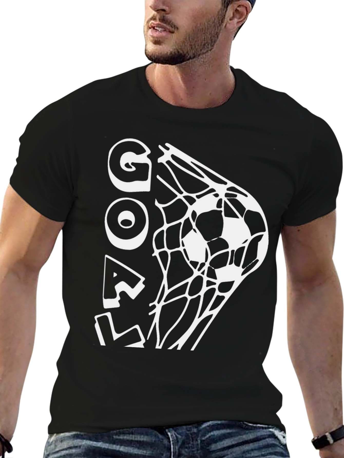 Goal Soccer T-Shirt - Black Graphic Tee