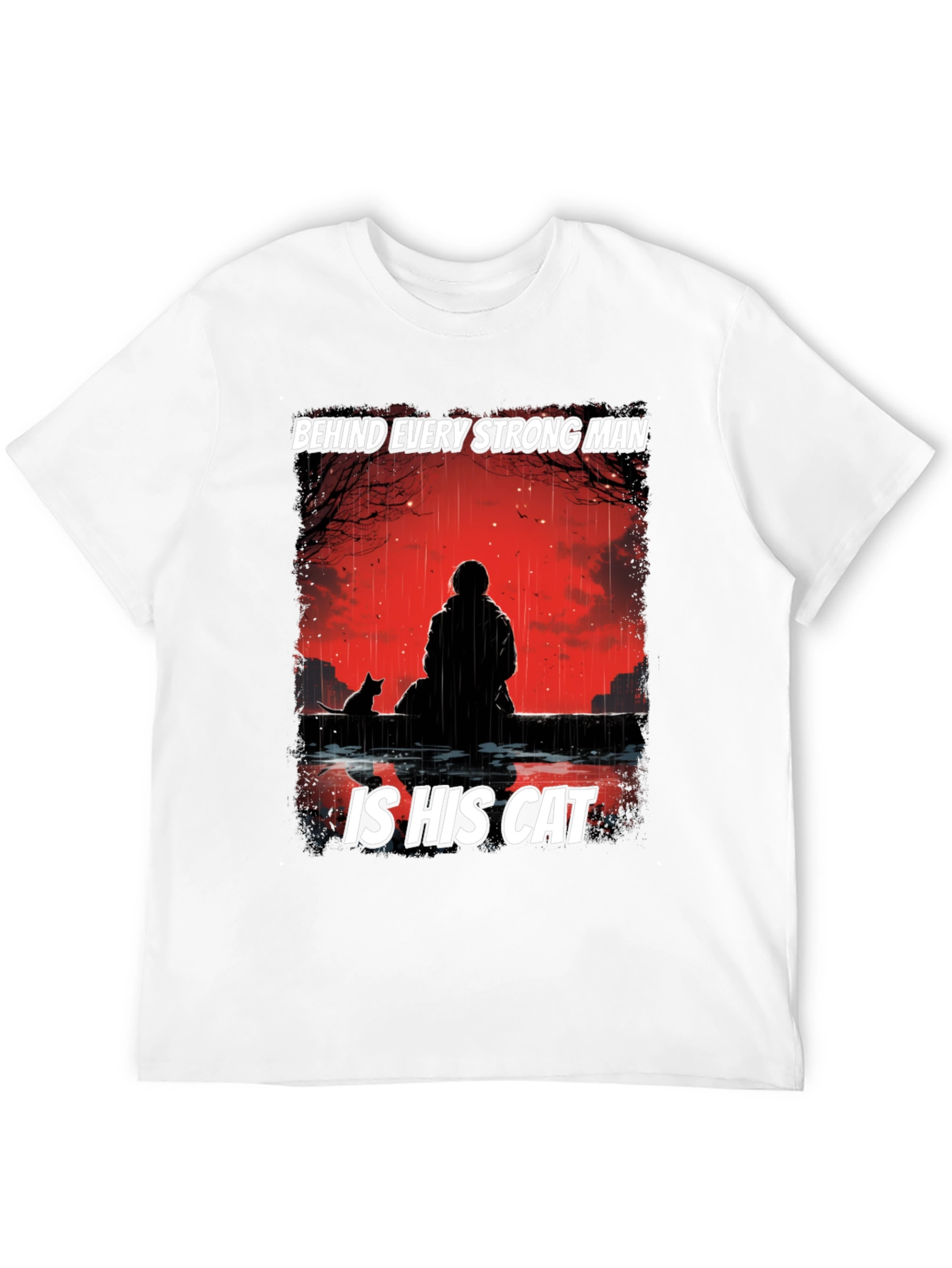 Strong Man & Cat Graphic T-Shirt