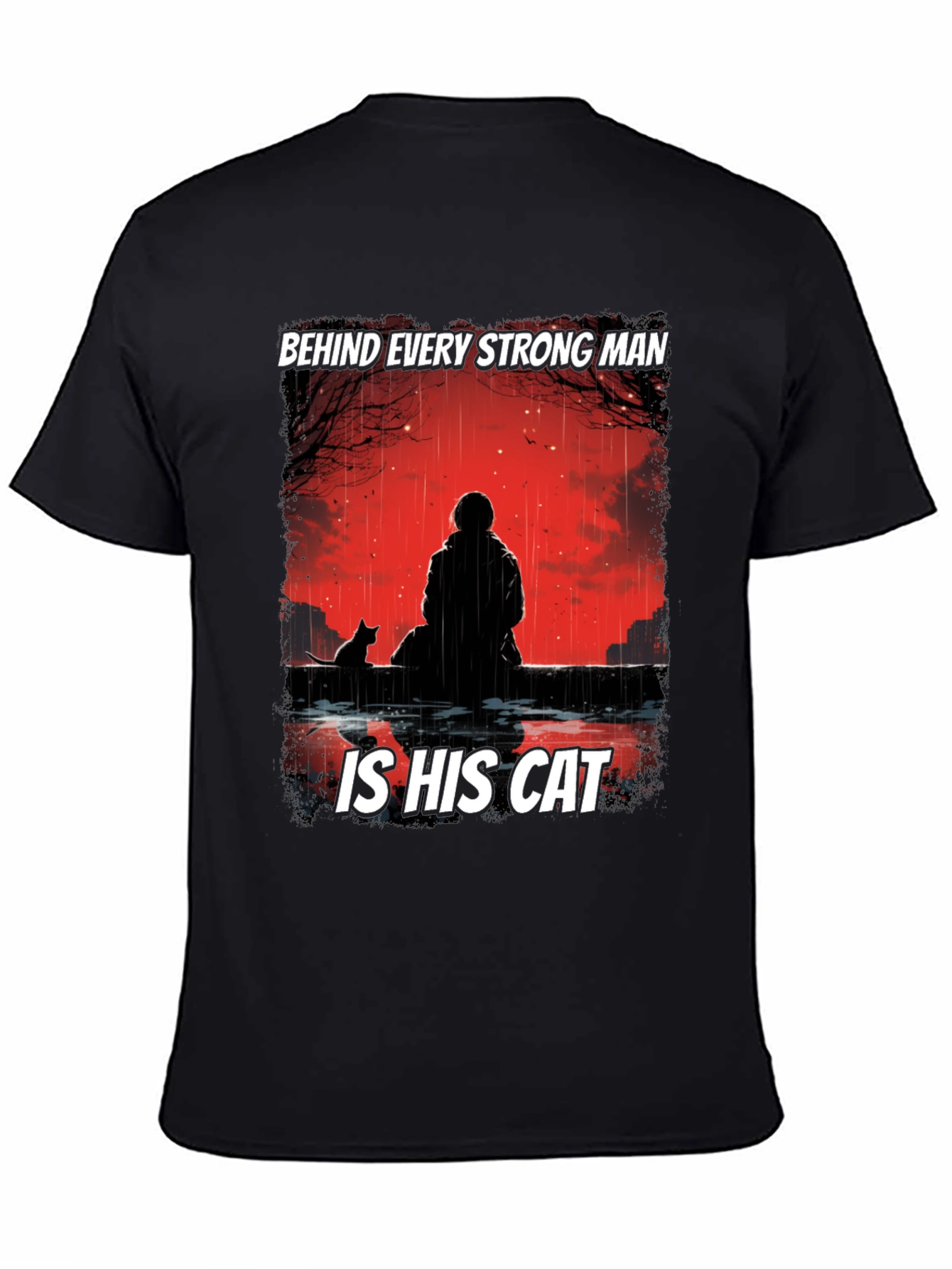 Strong Man & Cat Graphic T-Shirt