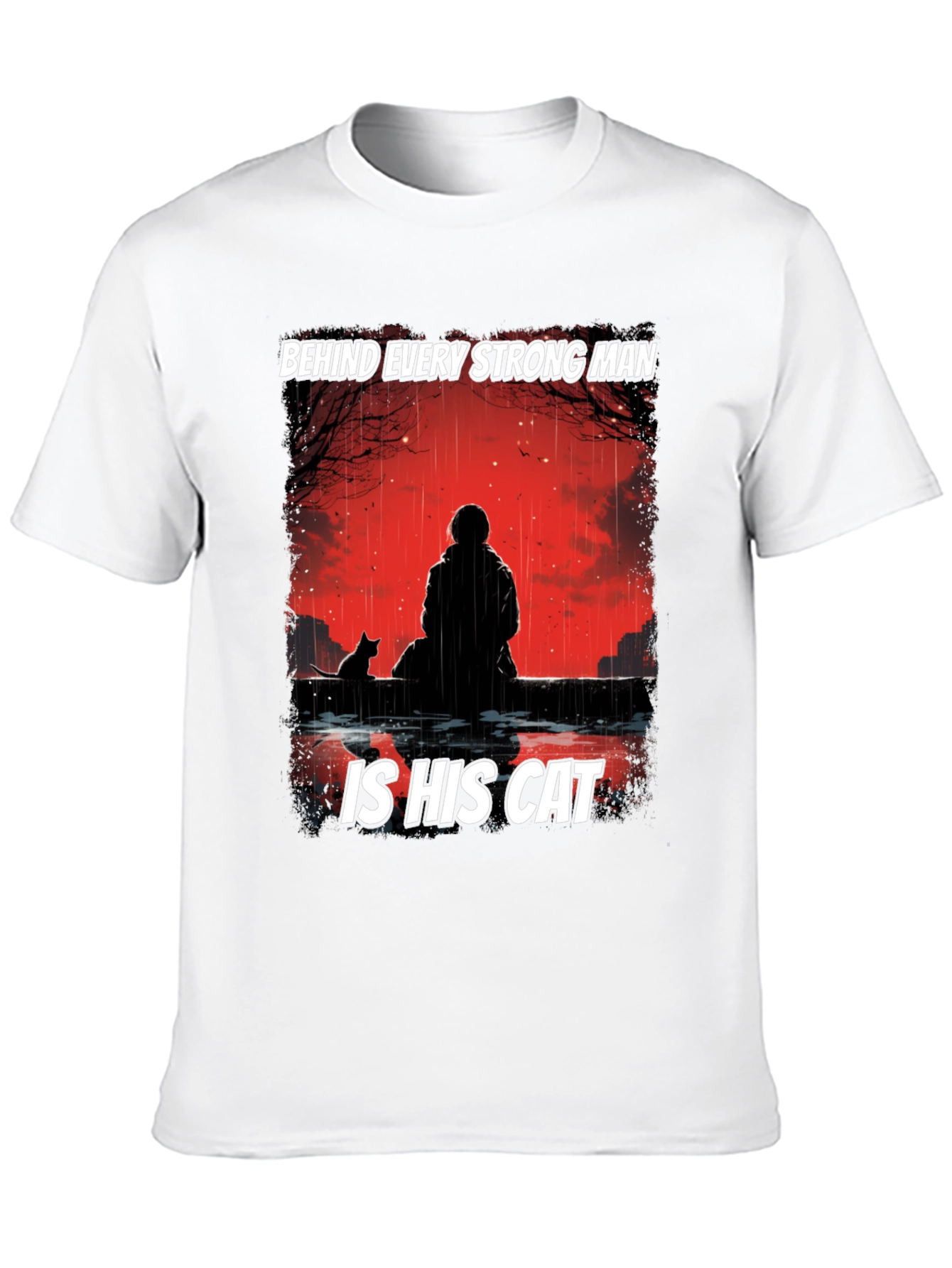 Strong Man & Cat Graphic T-Shirt