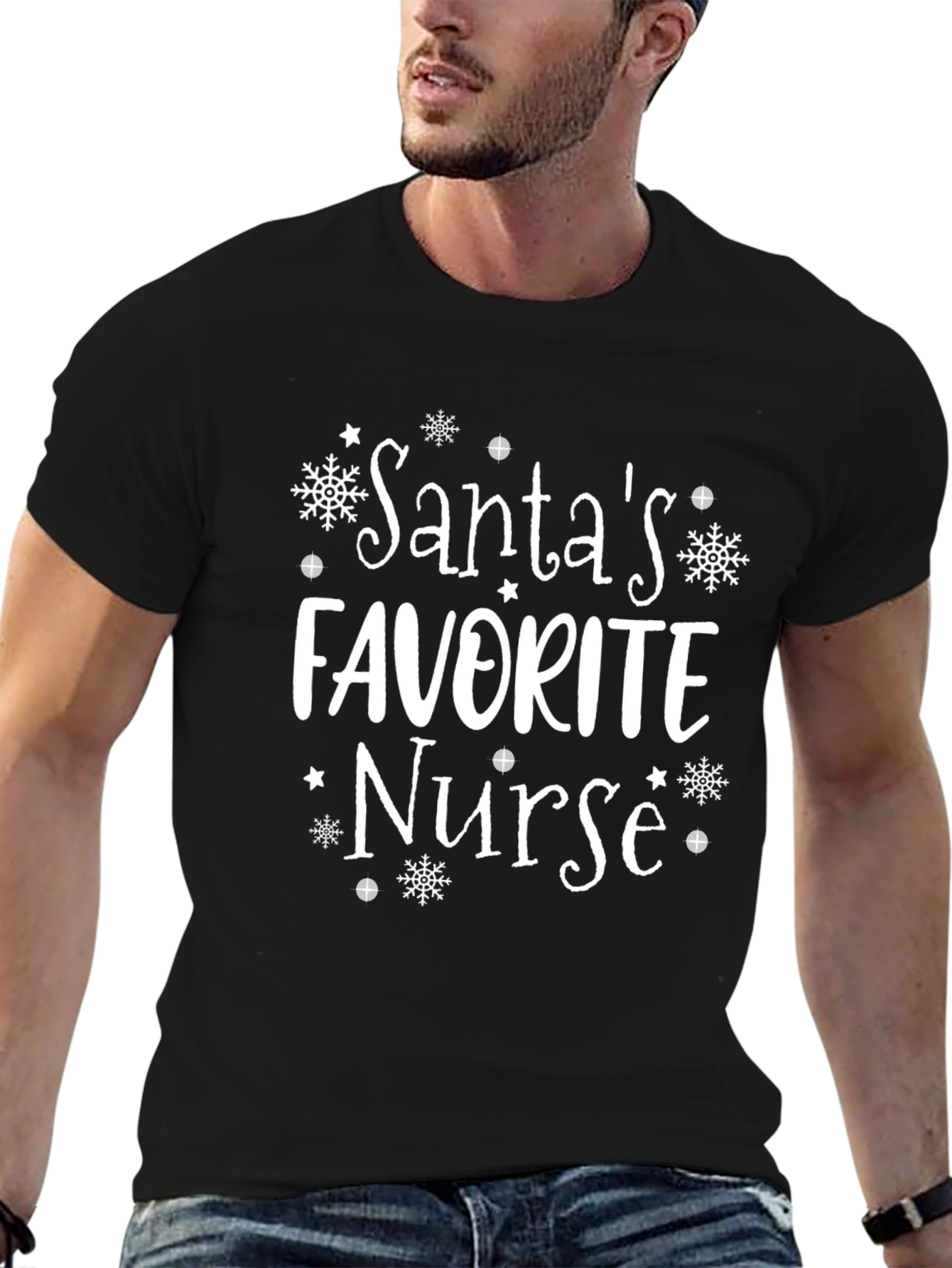 Santas Favorite Nurse Christmas Holiday T-Shirt