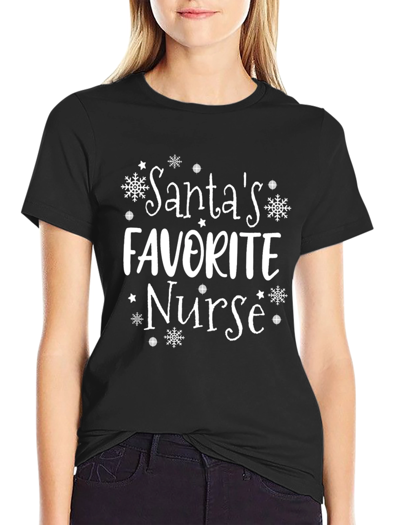 Santas Favorite Nurse Christmas Holiday T-Shirt