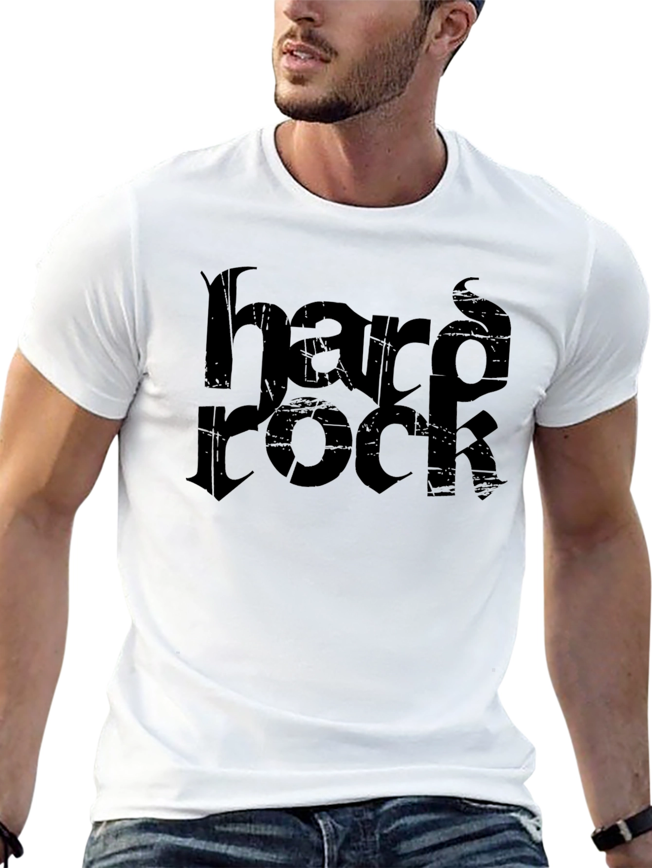 Hard Rock Distressed Print Black T-Shirt