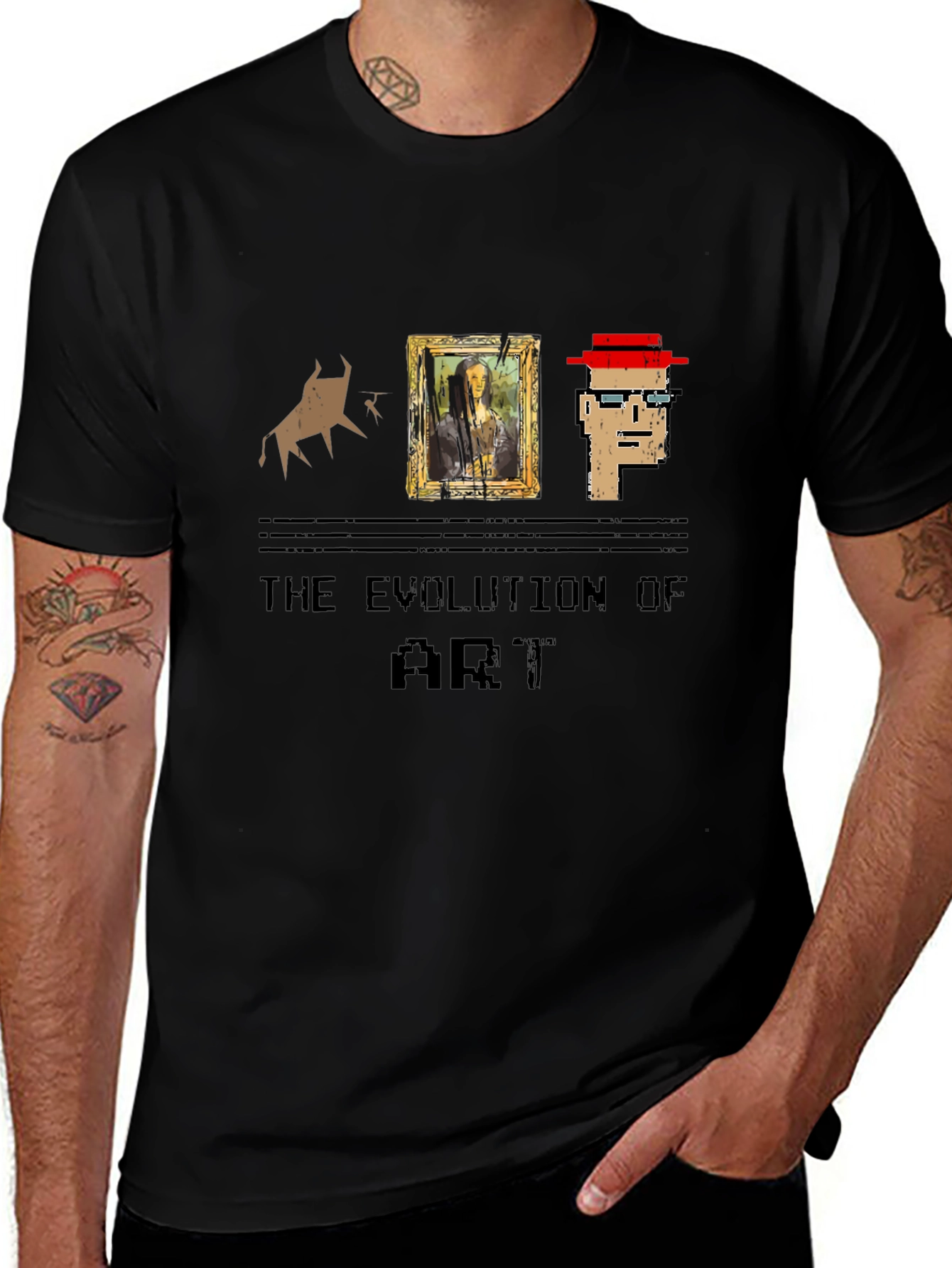 Evolution of Art Graphic Print Tee - Black