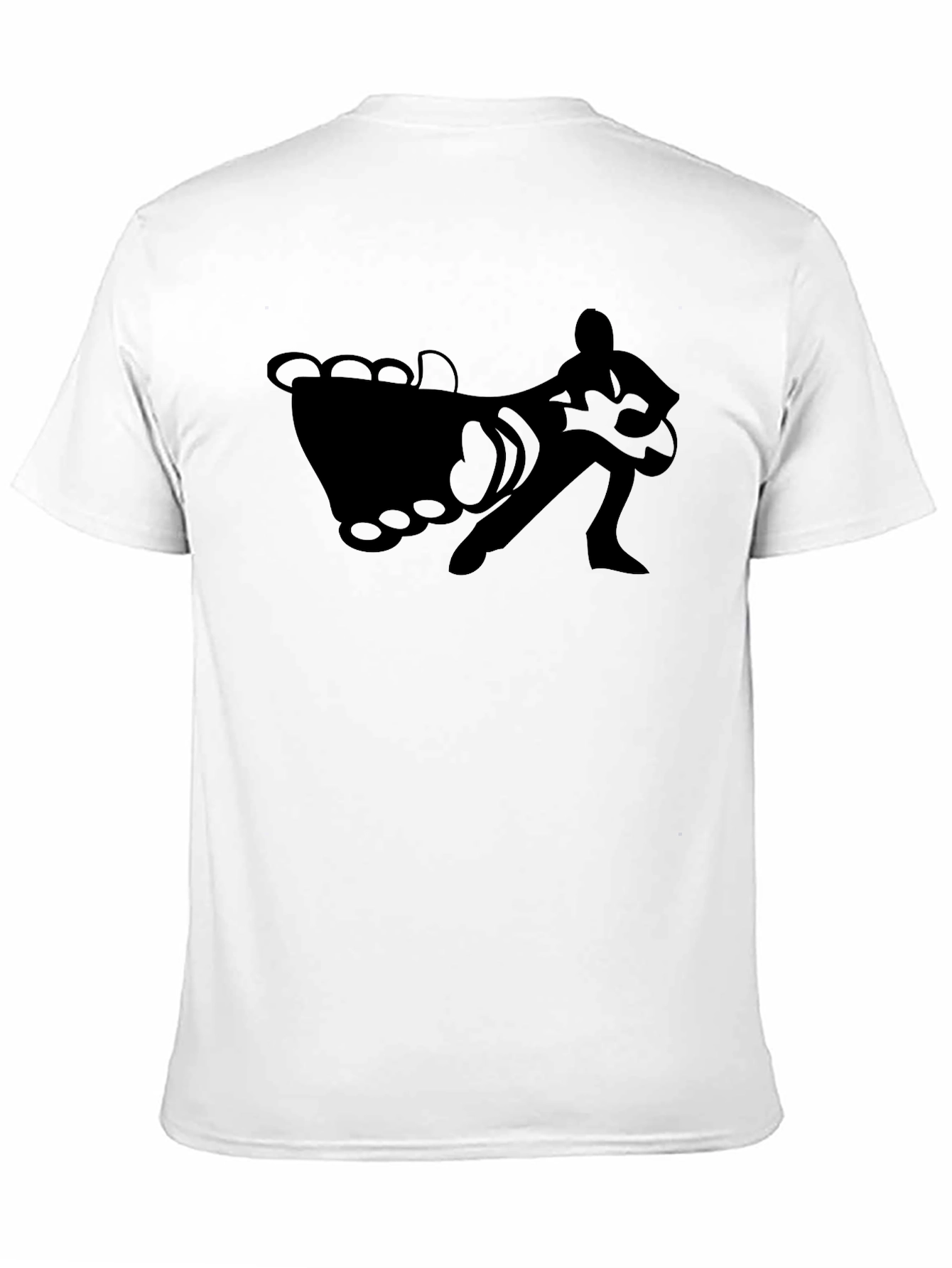 Black T-Shirt with Foot and Guitarist Graphic