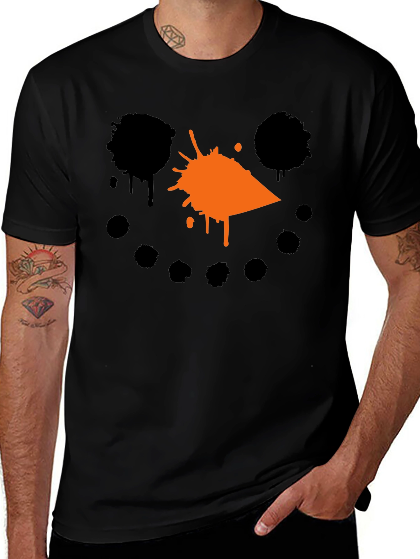 Snowman Splatter Graphic T-Shirt - Black