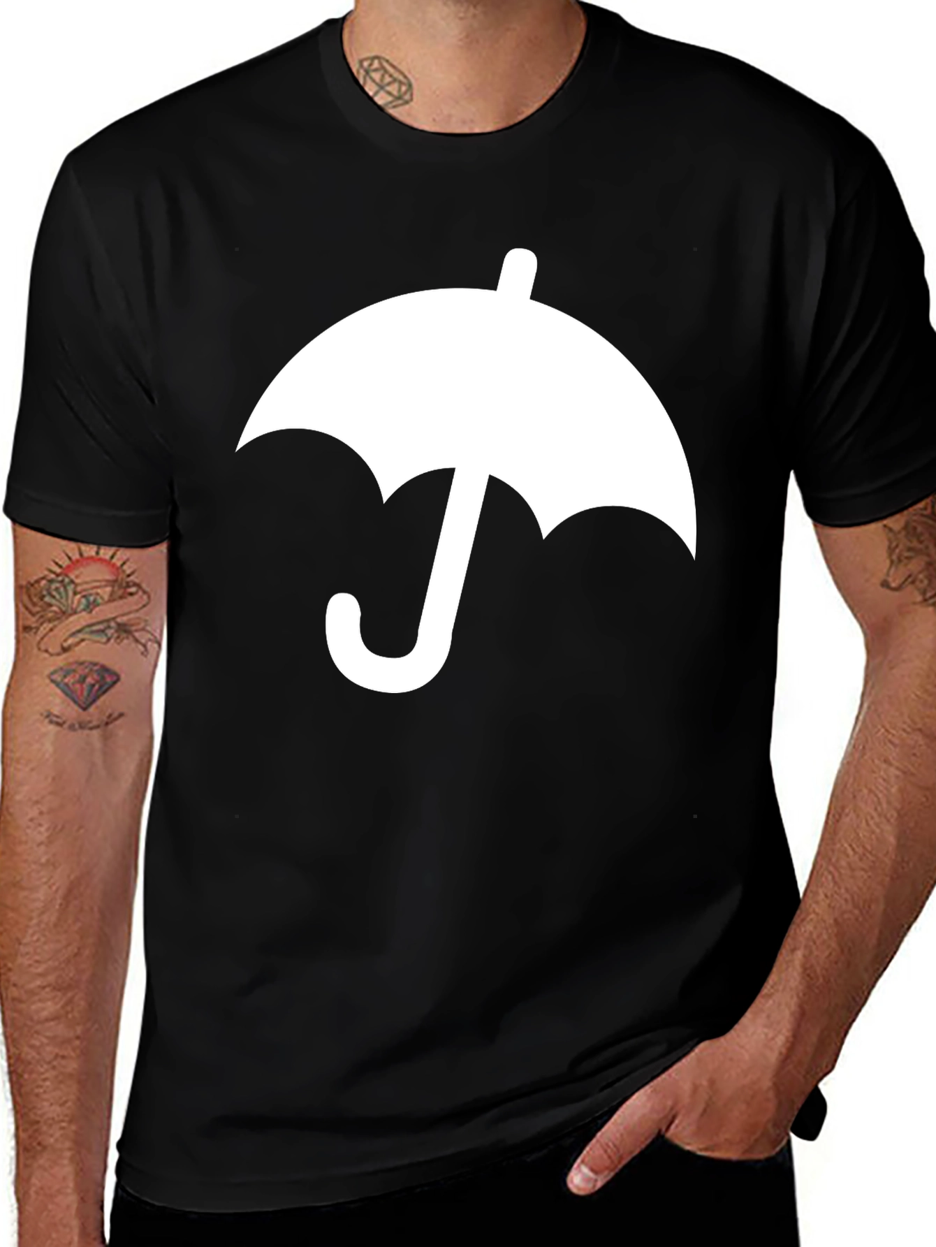 Umbrella Graphic Tee - Classic Black Cotton T-Shirt