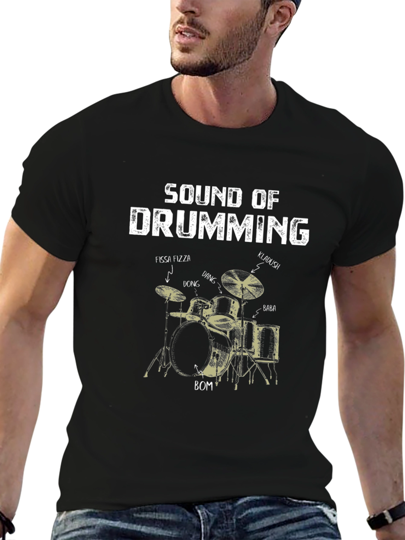 Sound of Drumming Black T-Shirt for Music Lovers