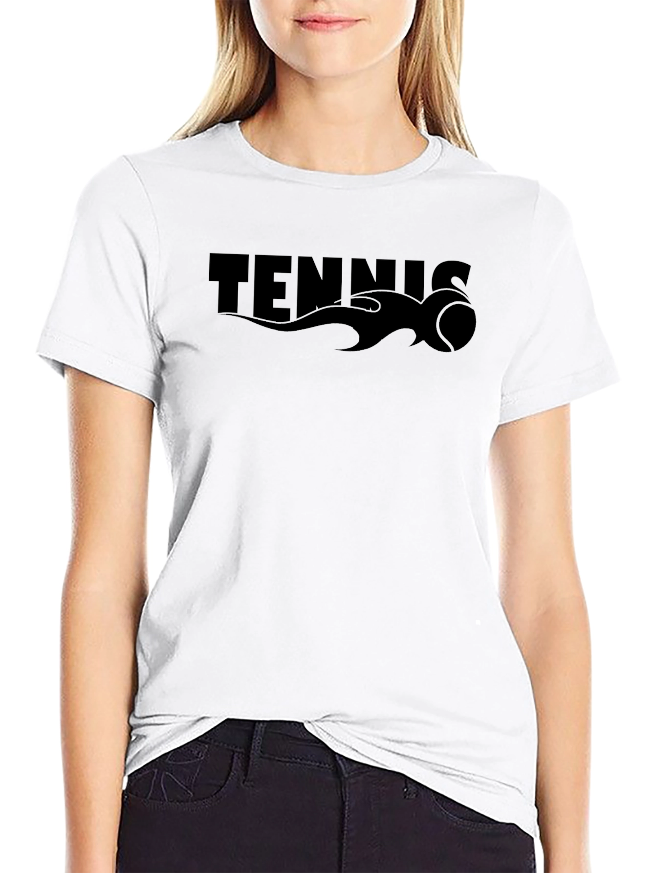 Black Tennis Flame Graphic T-Shirt