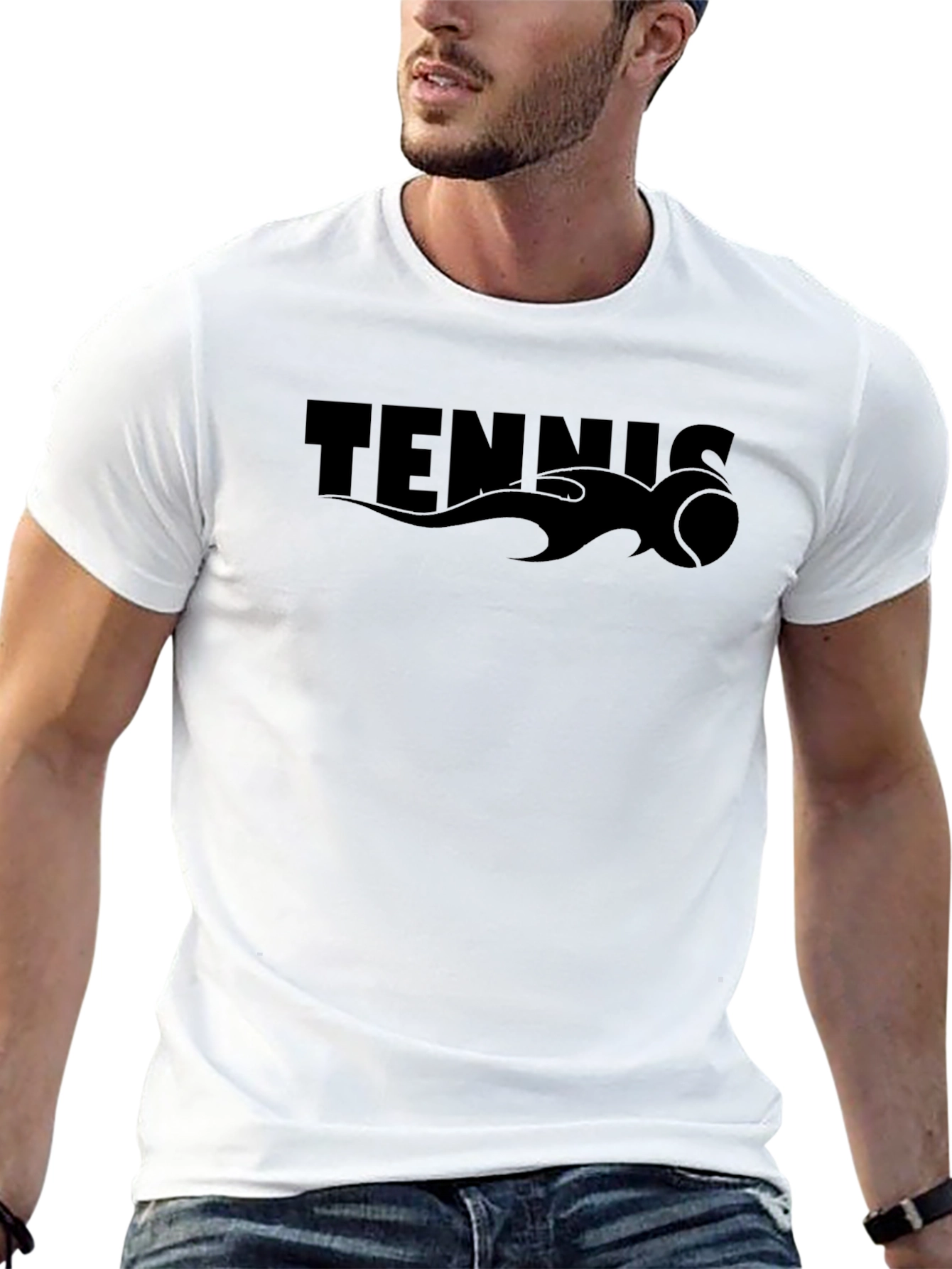 Black Tennis Flame Graphic T-Shirt