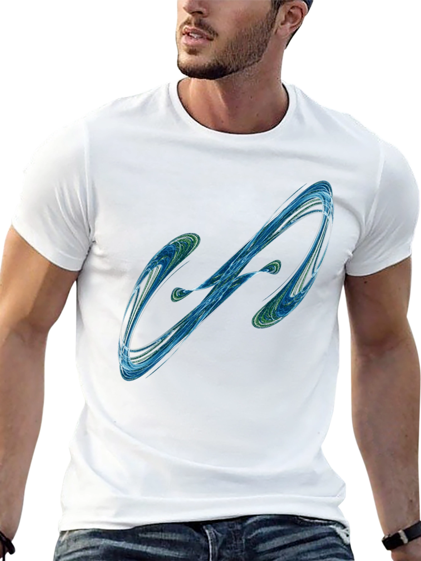 Abstract Swirl Graphic Mens Black T-Shirt