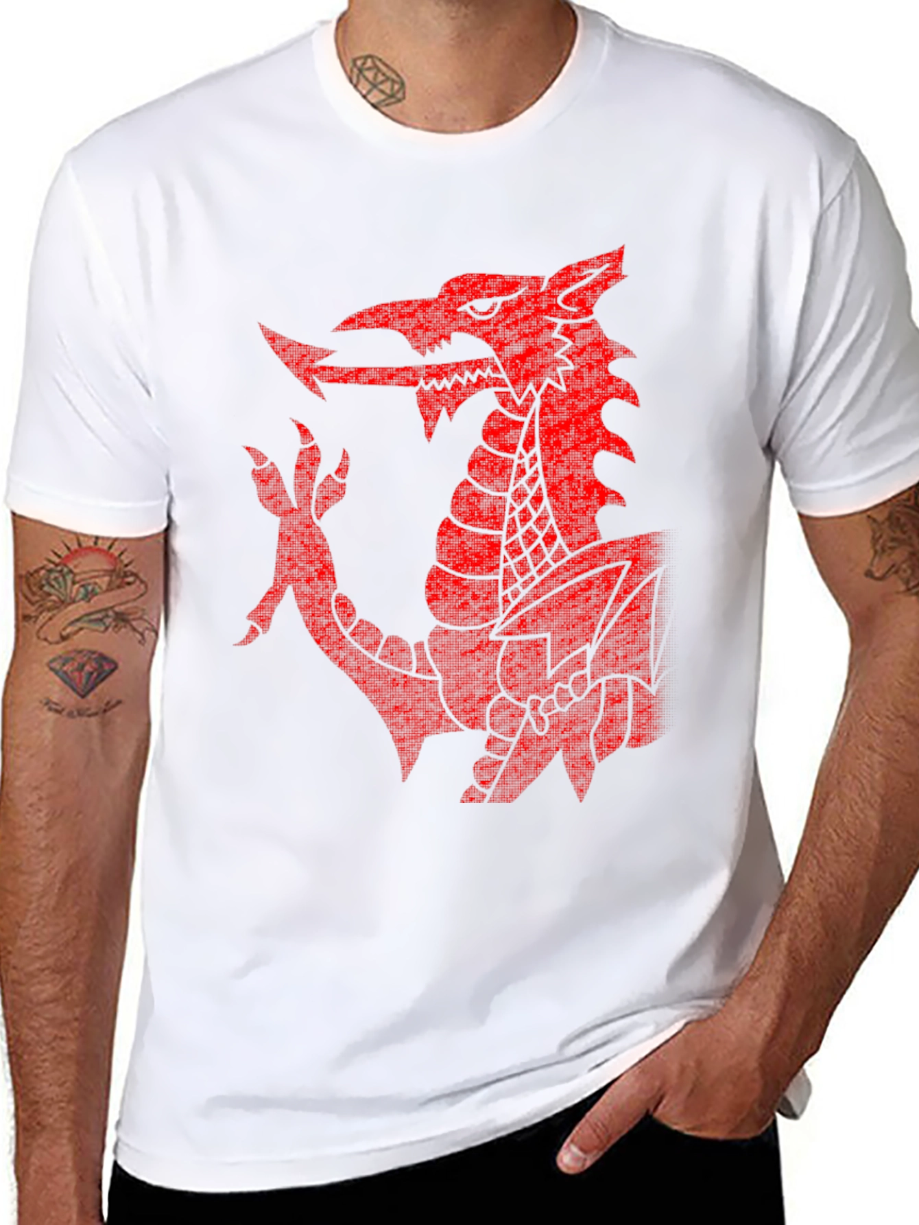 Welsh Dragon T-Shirt - Red Emblem on Black