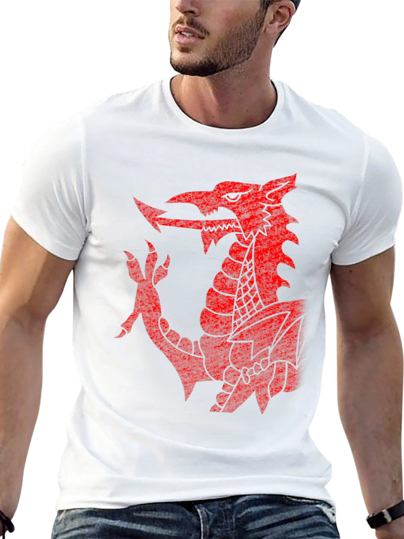 Welsh Dragon T-Shirt - Red Emblem on Black